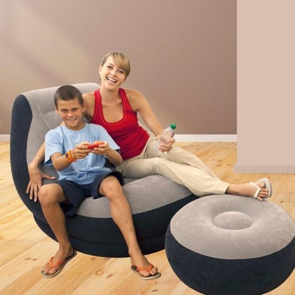 Foto 3 pulgar | Sillón Inflable Ultra Lounge con Reposapies Intex 68564 Gris