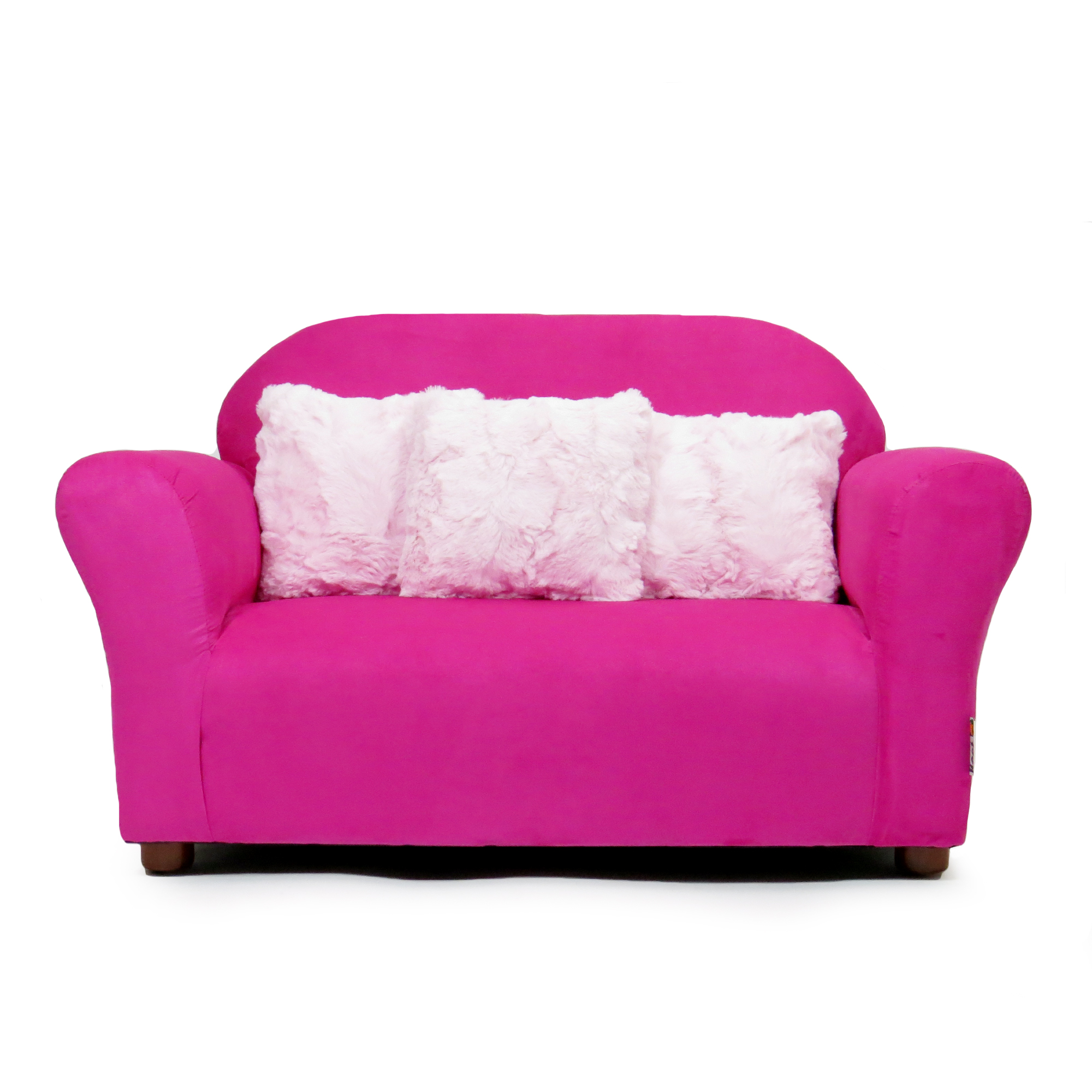 Sofá Infantil Plush Rosa Microsuede con 3 Almohadas Stella