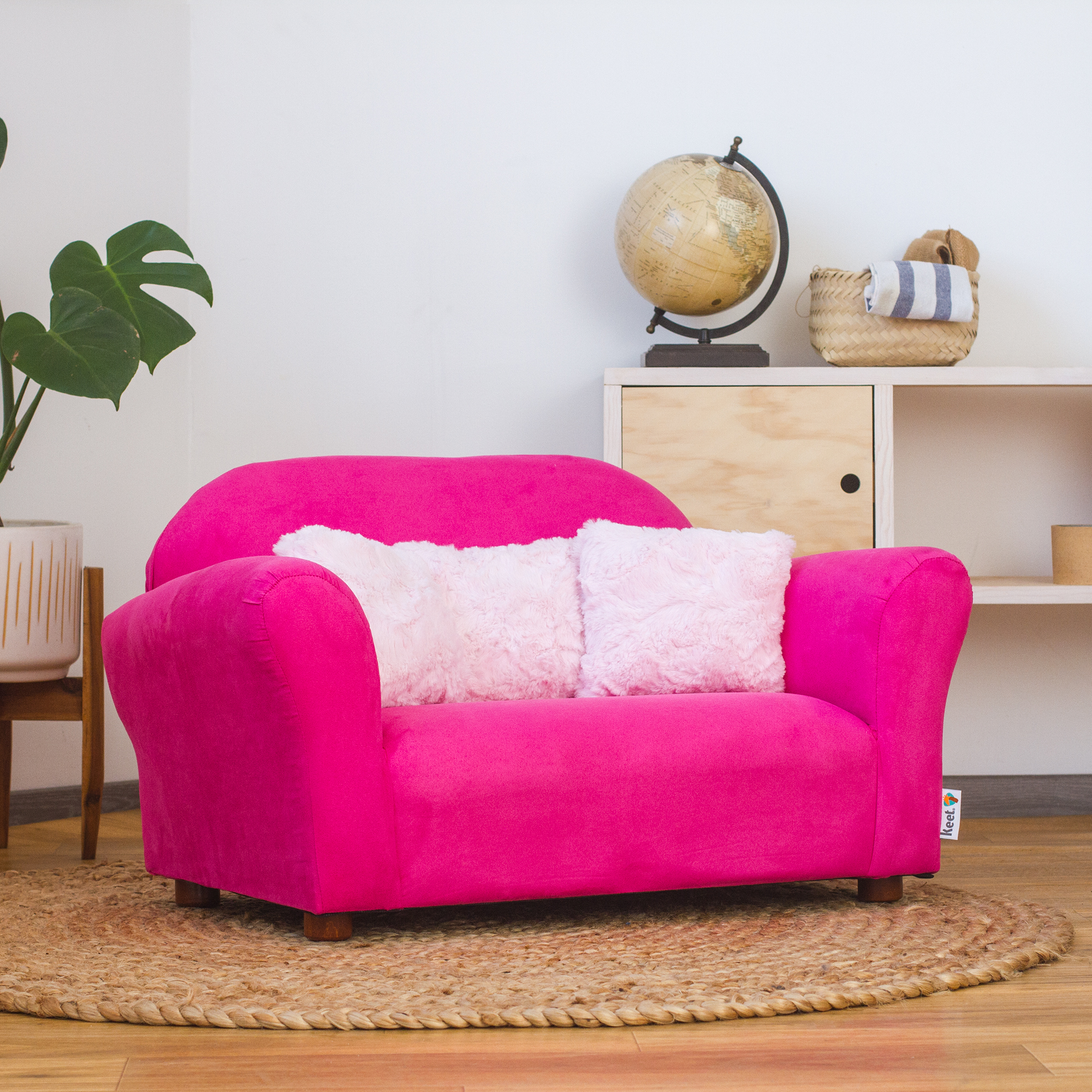 Foto 4 pulgar | Sofá Infantil Plush Rosa Microsuede con 3 Almohadas Stella