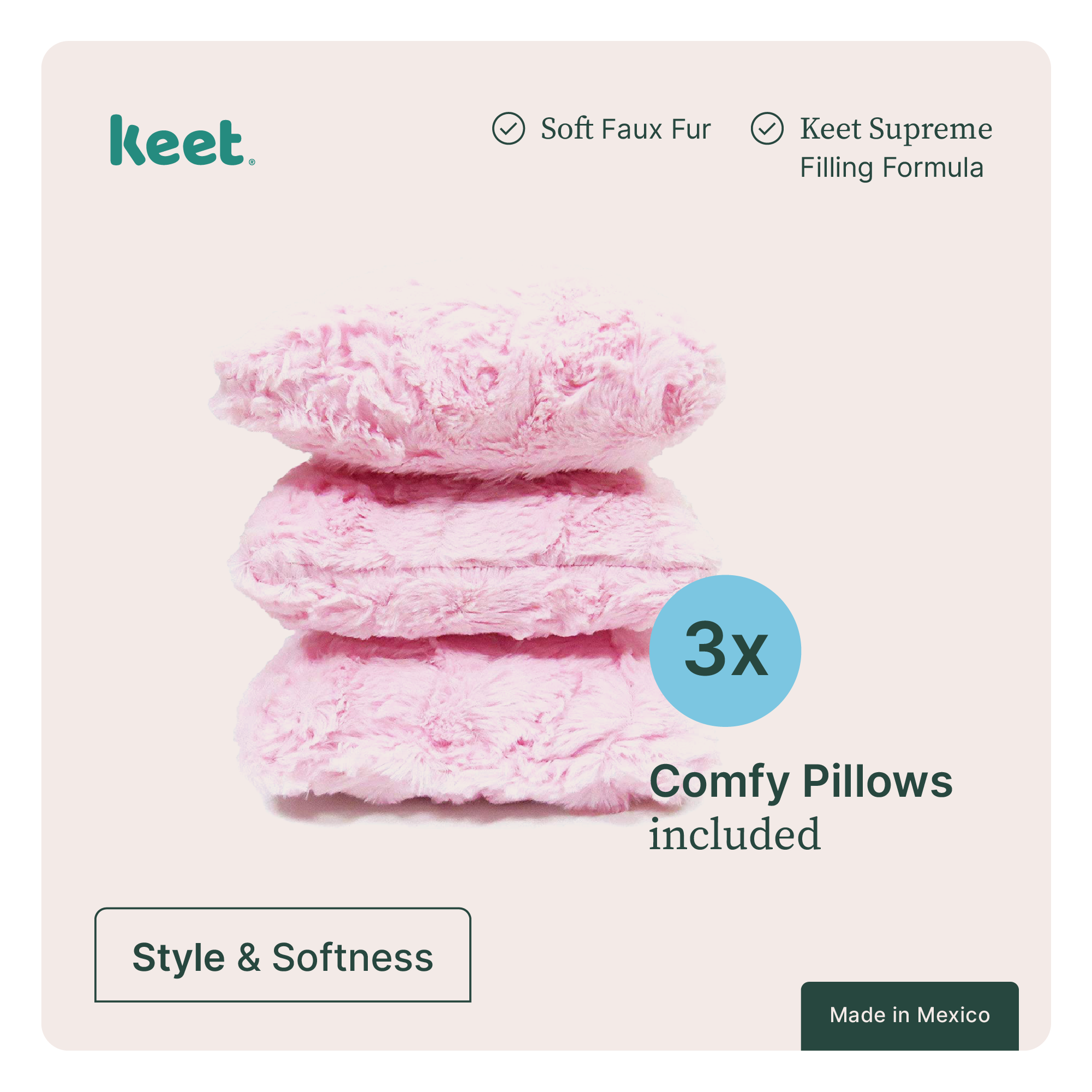 Foto 7 | Sofá Infantil Plush Rosa Microsuede con 3 Almohadas Stella