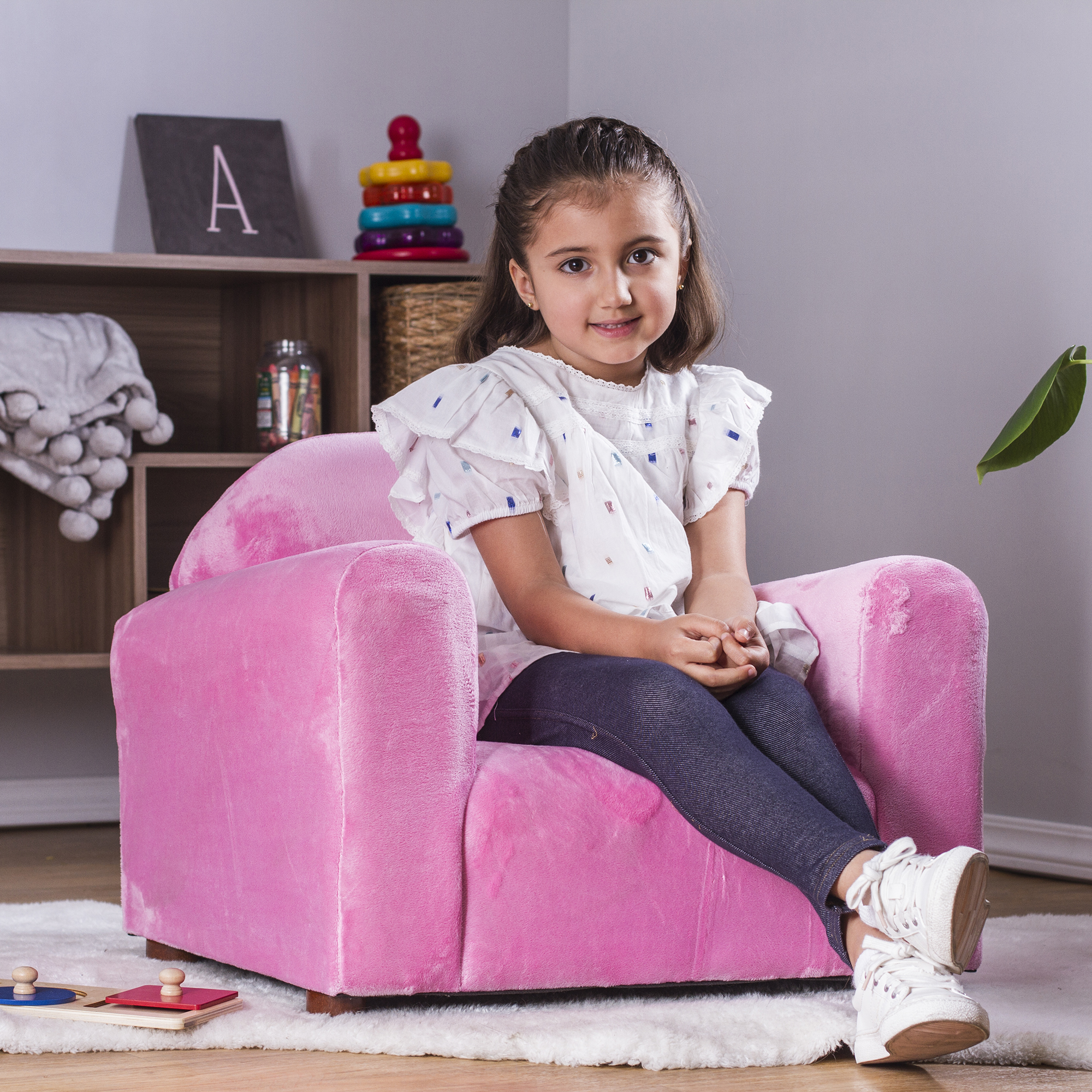 Foto 6 pulgar | Sofa Infantil Marca Keet,  Cozy Chair Microsuede Pink, Incluye Gratis Almohada Stella Rosa De Peluche