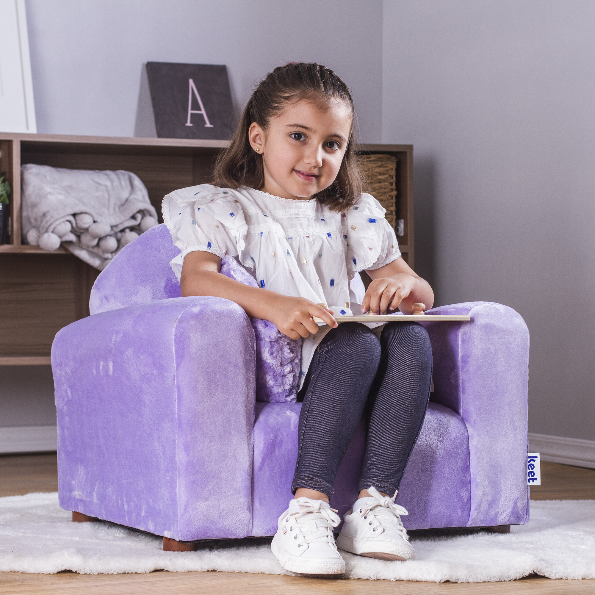 Foto 6 pulgar | Sofa Infantil Marca Keet, Cozy Chair Lavender Incluye Gratis 1 Almohada Stella Lavanda De Peluche