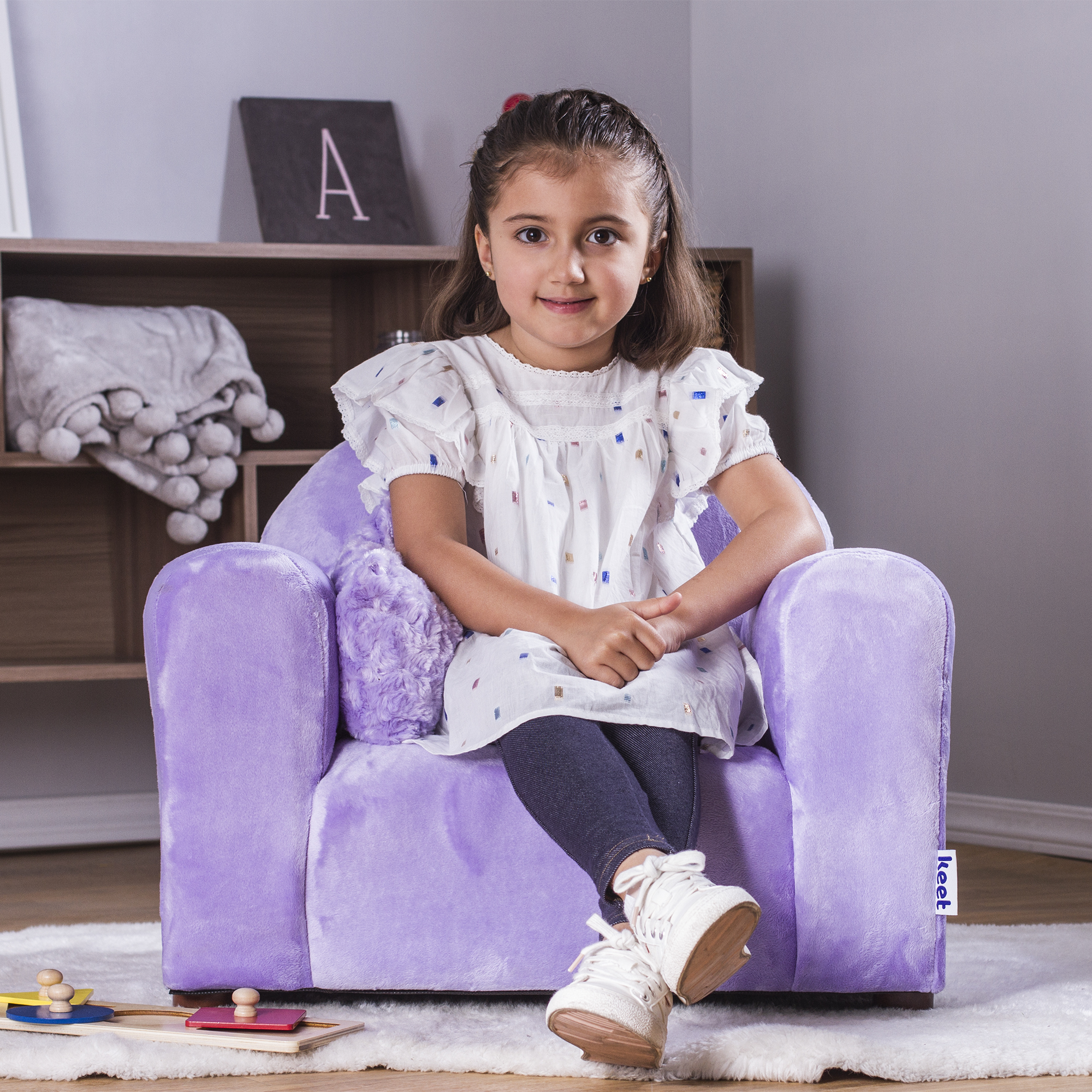 Foto 7 pulgar | Sofa Infantil Marca Keet, Cozy Chair Lavender Incluye Gratis 1 Almohada Stella Lavanda De Peluche