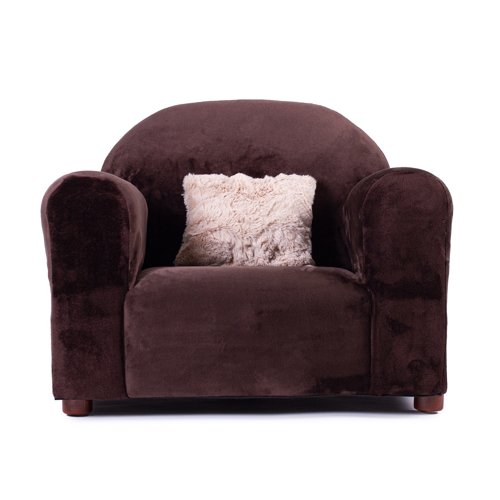 Sofa Infantil,  Forrado En Microsuede Chocolate, Incluye Cojin Texturizado En Peluche Con 4 Patas Extraible De Madera