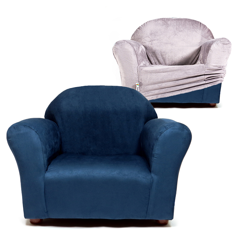 Foto 2 pulgar | Sofa Infantil Chair Microsuede Navy Gris