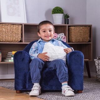 Foto 5 | Sofa Azul Infantil, Tapizado En Microsuede, Gratis 1 Almohada Khaki De Peluche