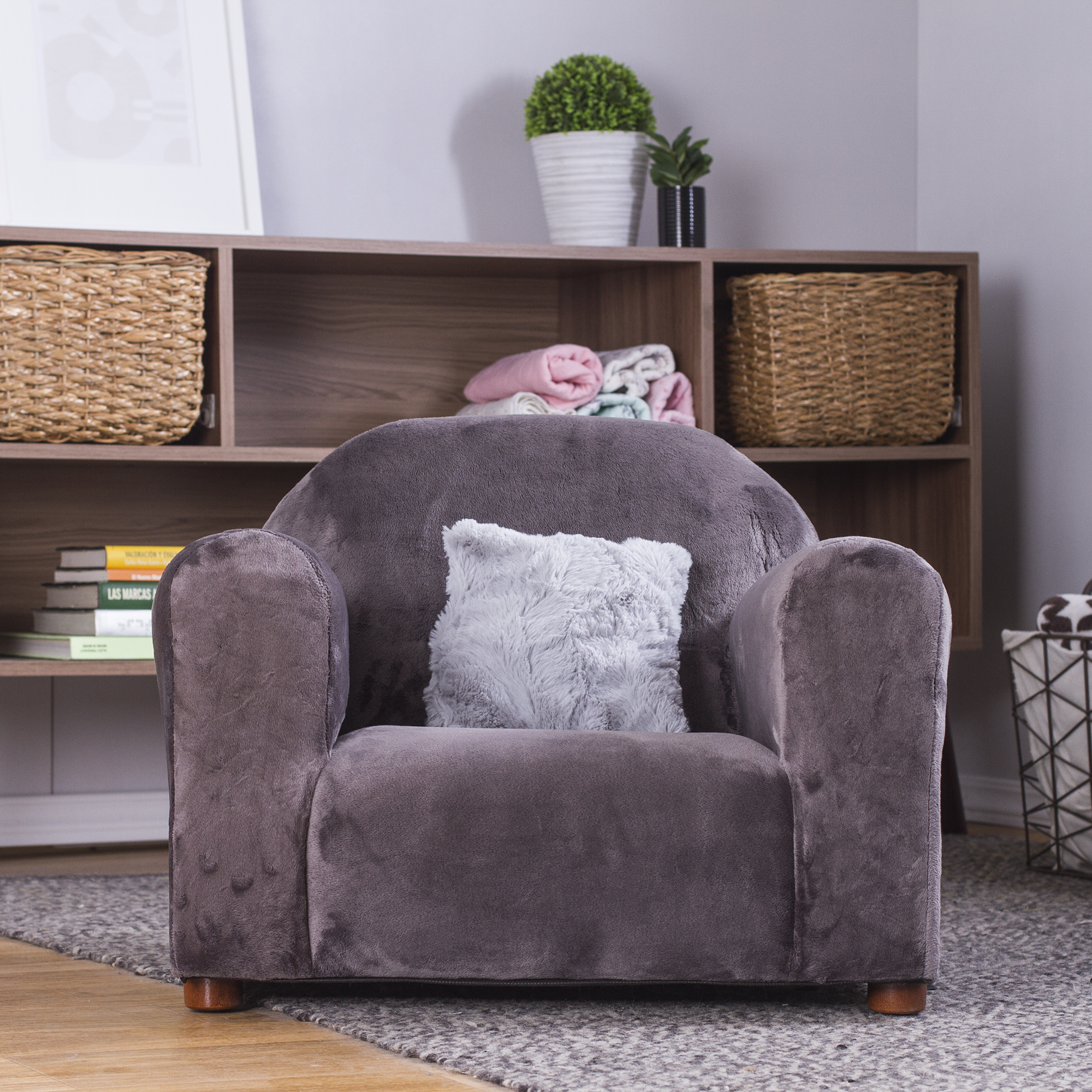 Foto 4 pulgar | Sillón Infantil Tapizado en Microsuede con Patas Desmontables y Almohada