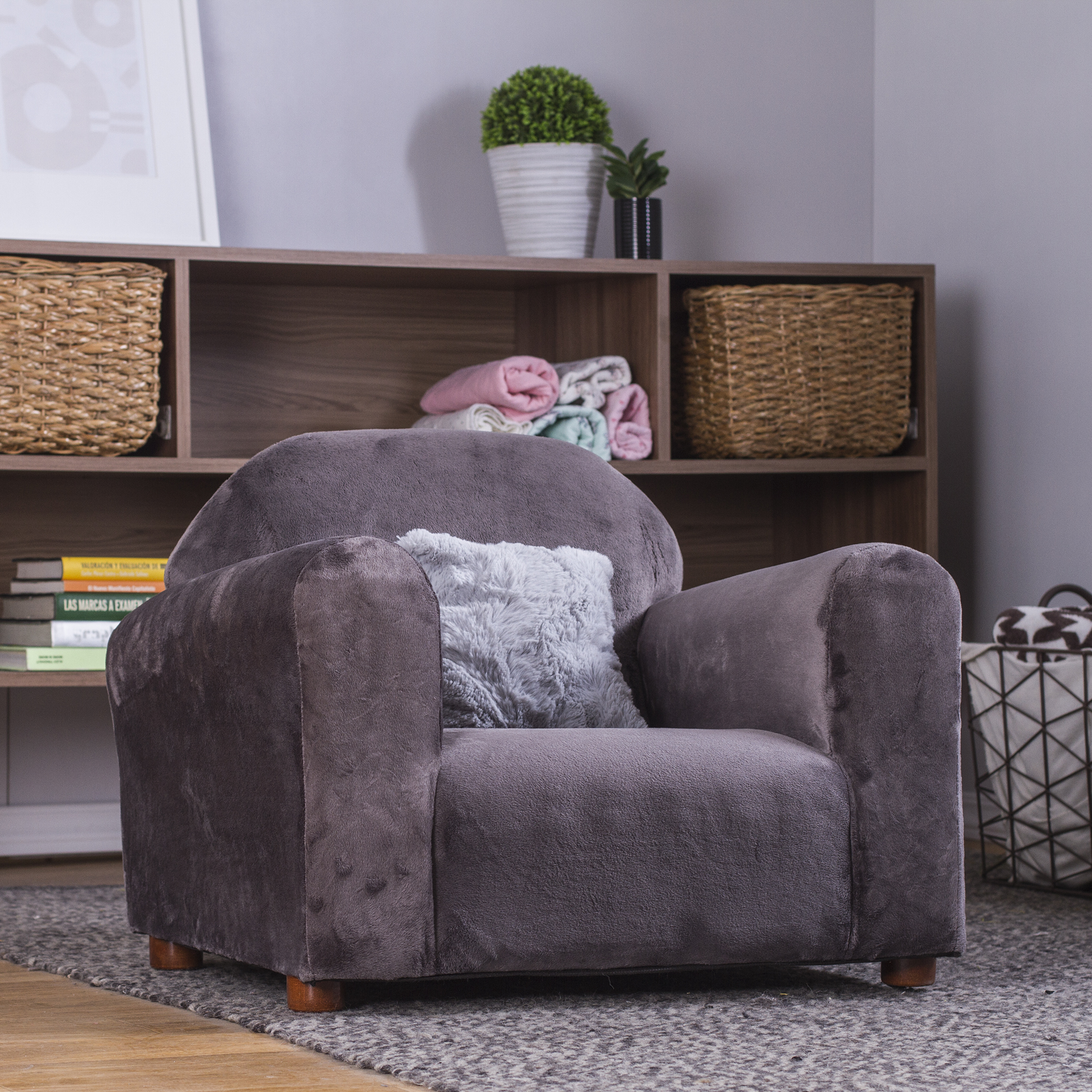 Foto 5 pulgar | Sillón Infantil Tapizado en Microsuede con Patas Desmontables y Almohada