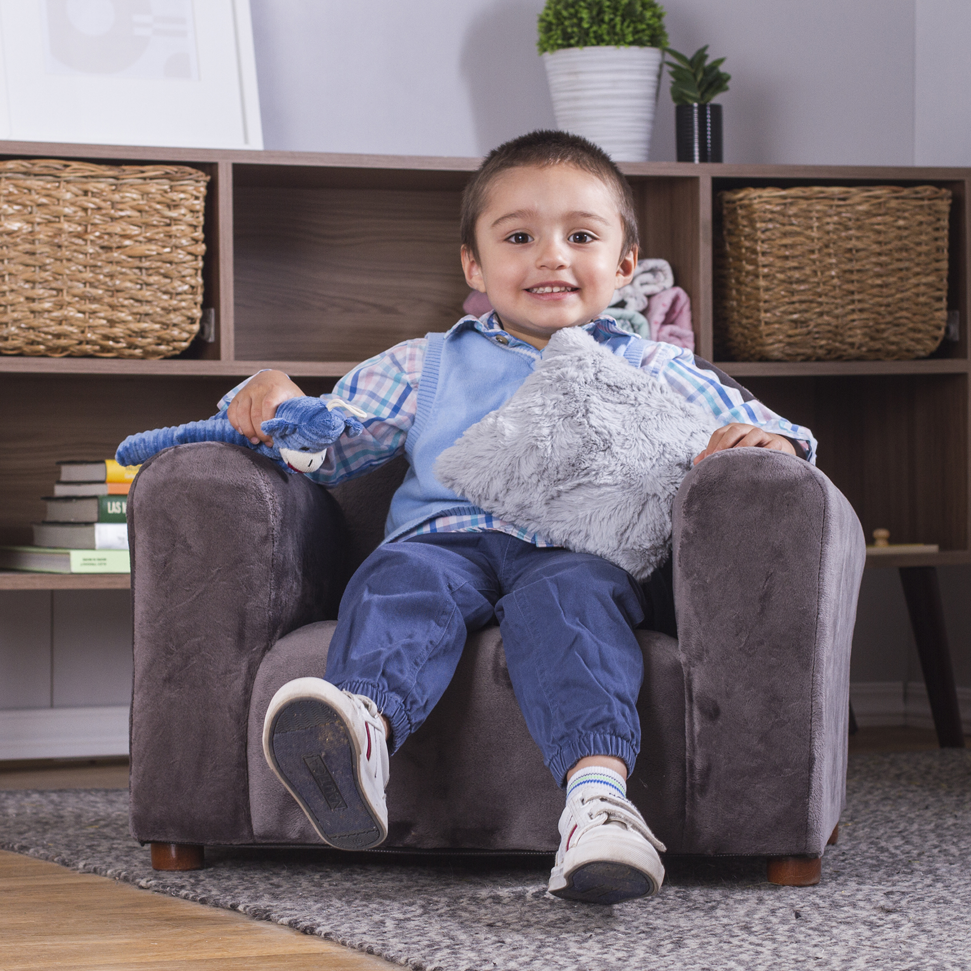 Foto 6 pulgar | Sillón Infantil Tapizado en Microsuede con Patas Desmontables y Almohada