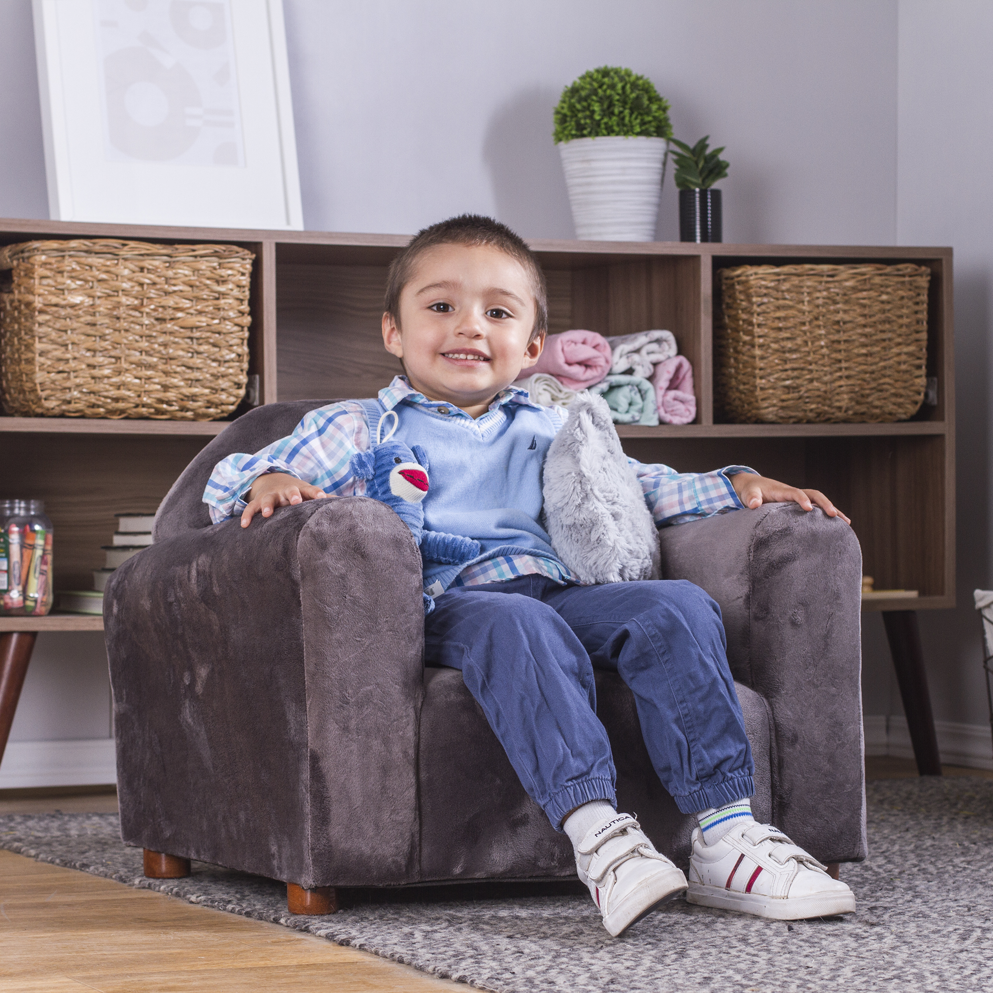 Foto 7 pulgar | Sillón Infantil Tapizado en Microsuede con Patas Desmontables y Almohada