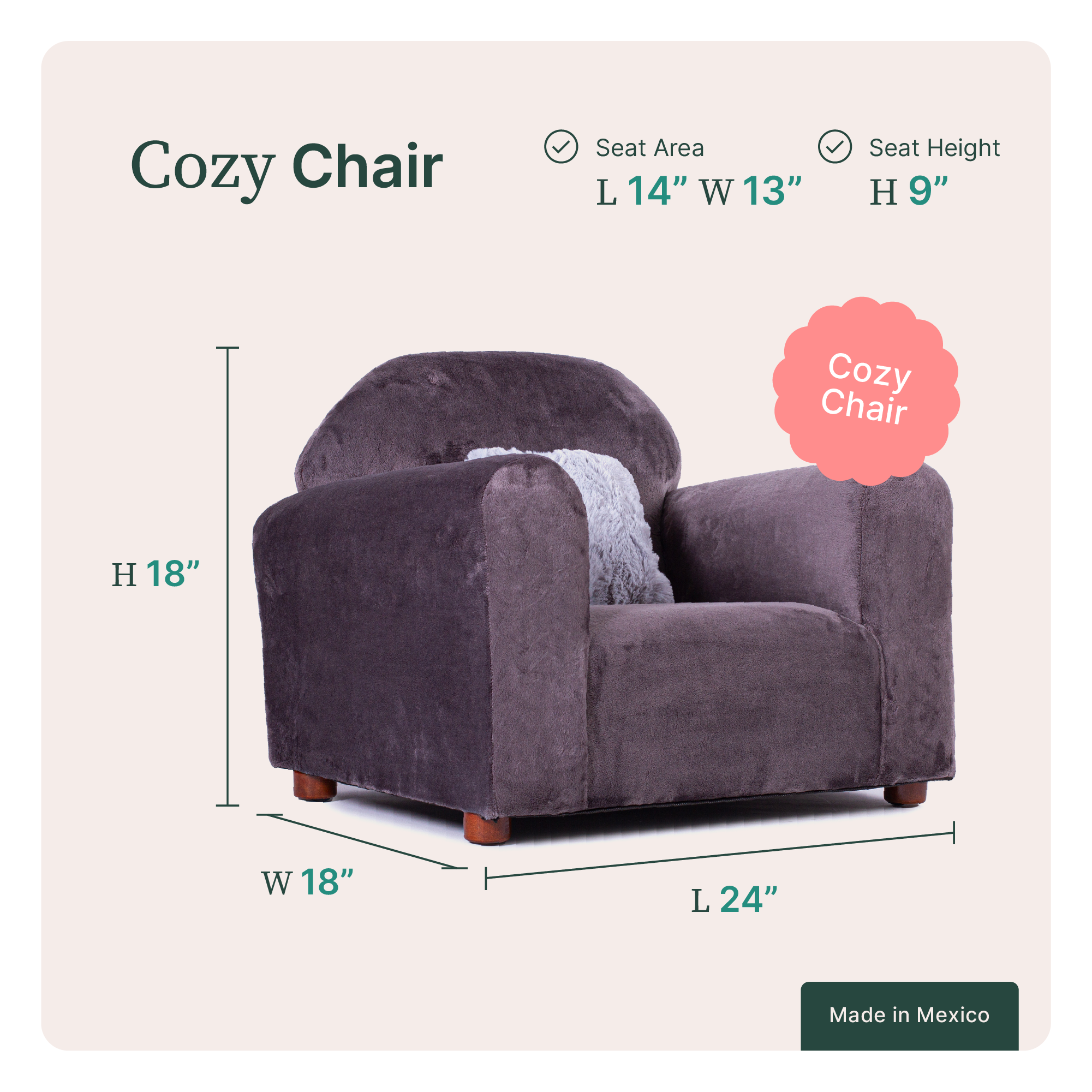 Foto 8 pulgar | Sillón Infantil Tapizado en Microsuede con Patas Desmontables y Almohada