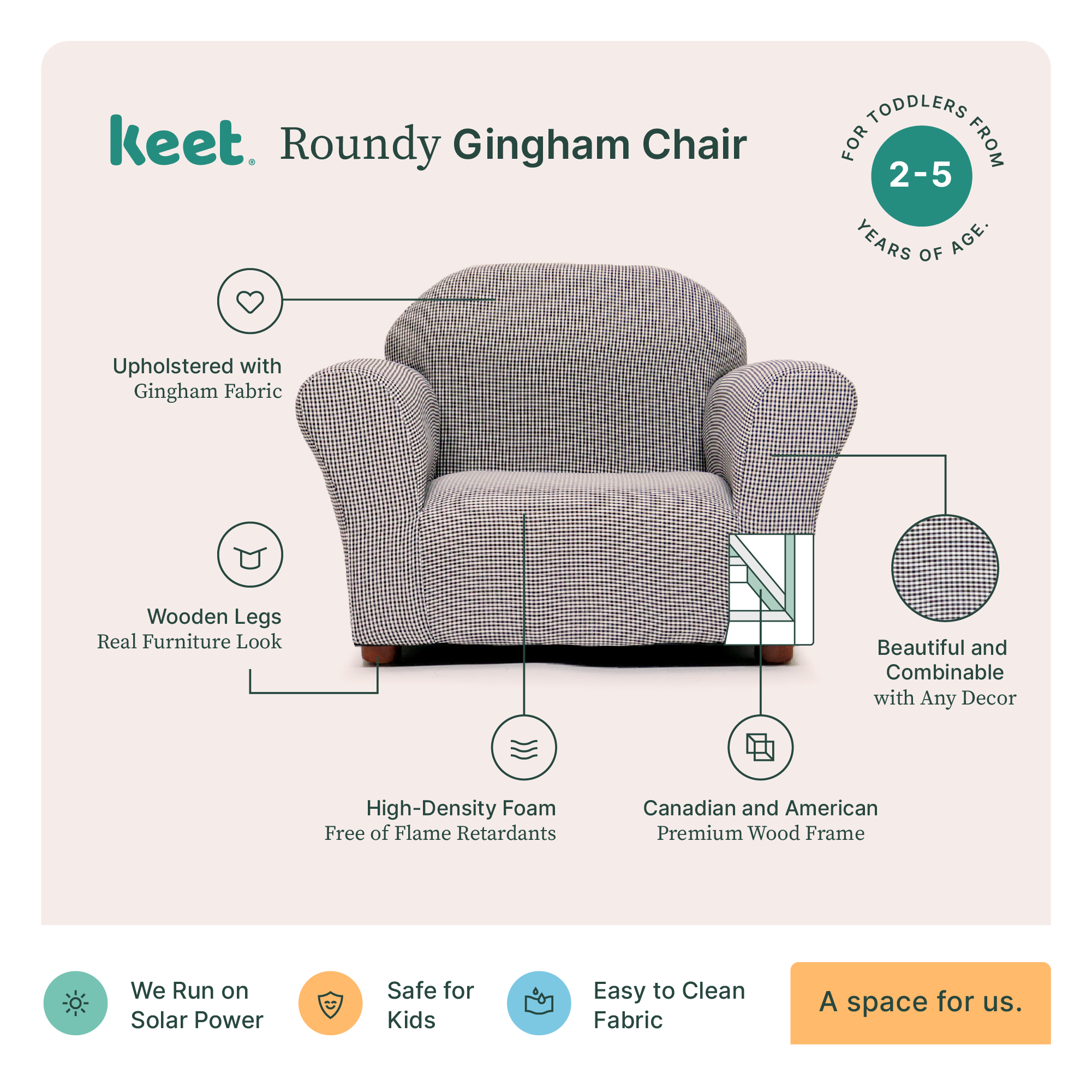Foto 5 pulgar | Sillón Infantil con Patas de Madera Desmontables