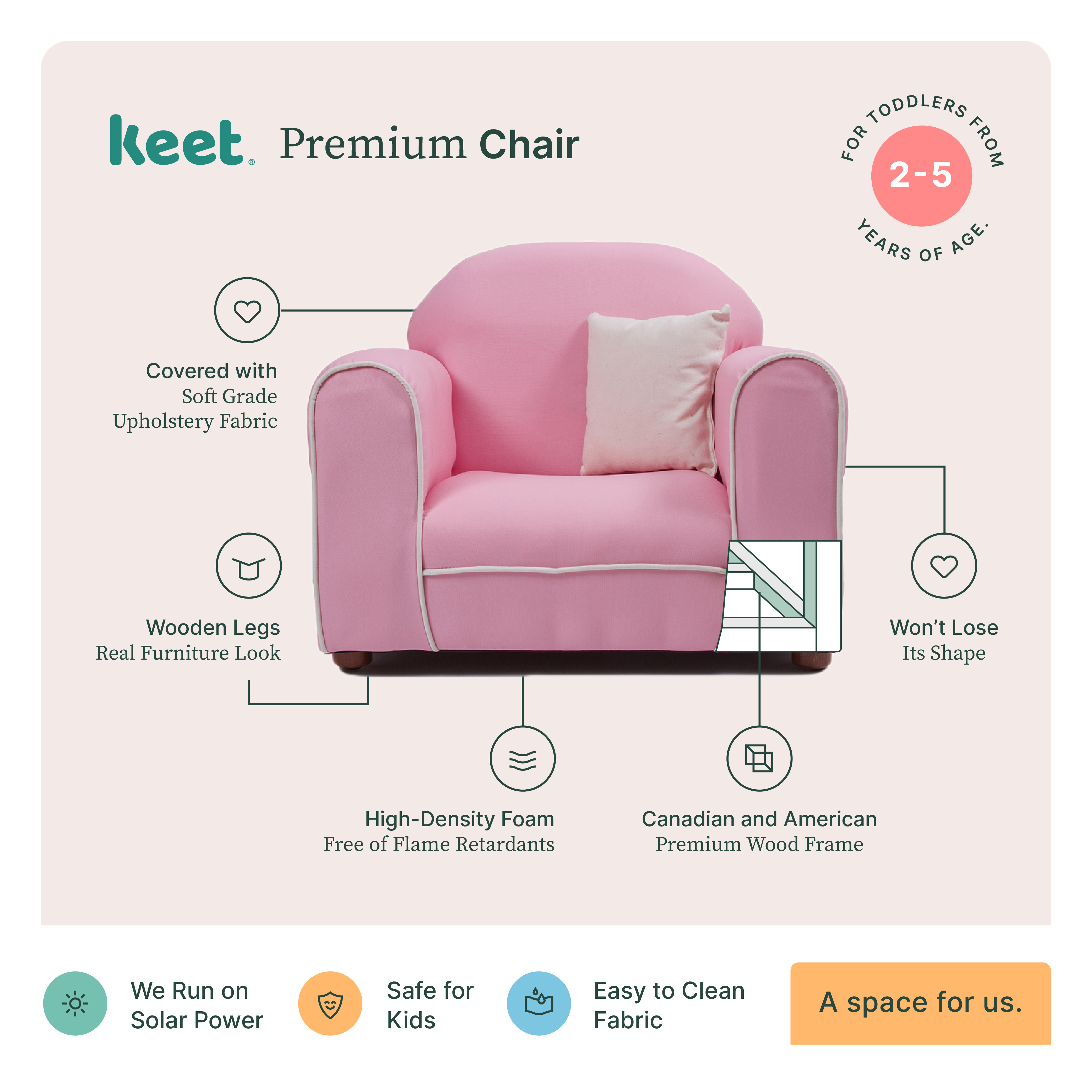 Foto 5 | Sillón Infantil con Almohada Rosa