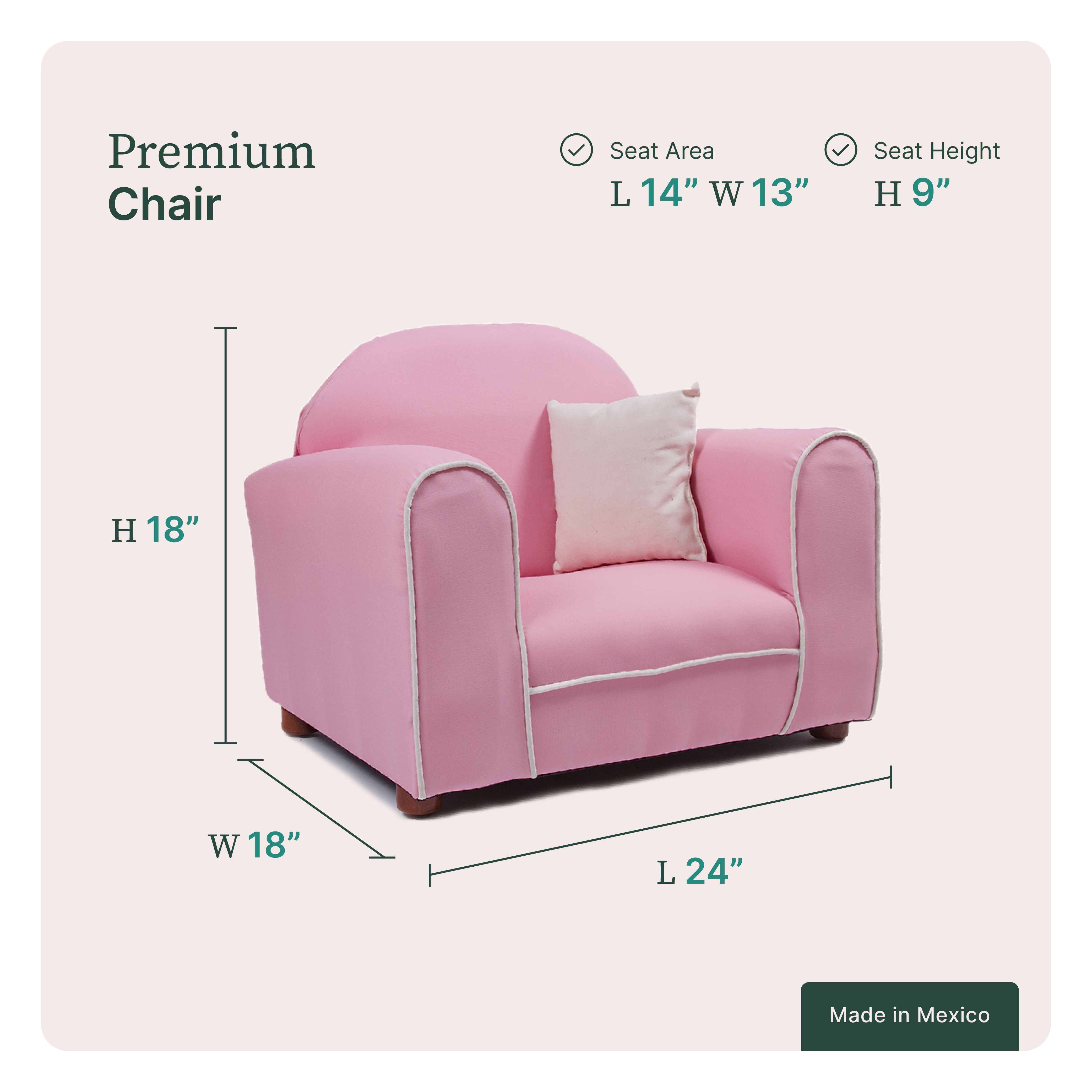 Foto 7 pulgar | Sillón Infantil con Almohada Rosa