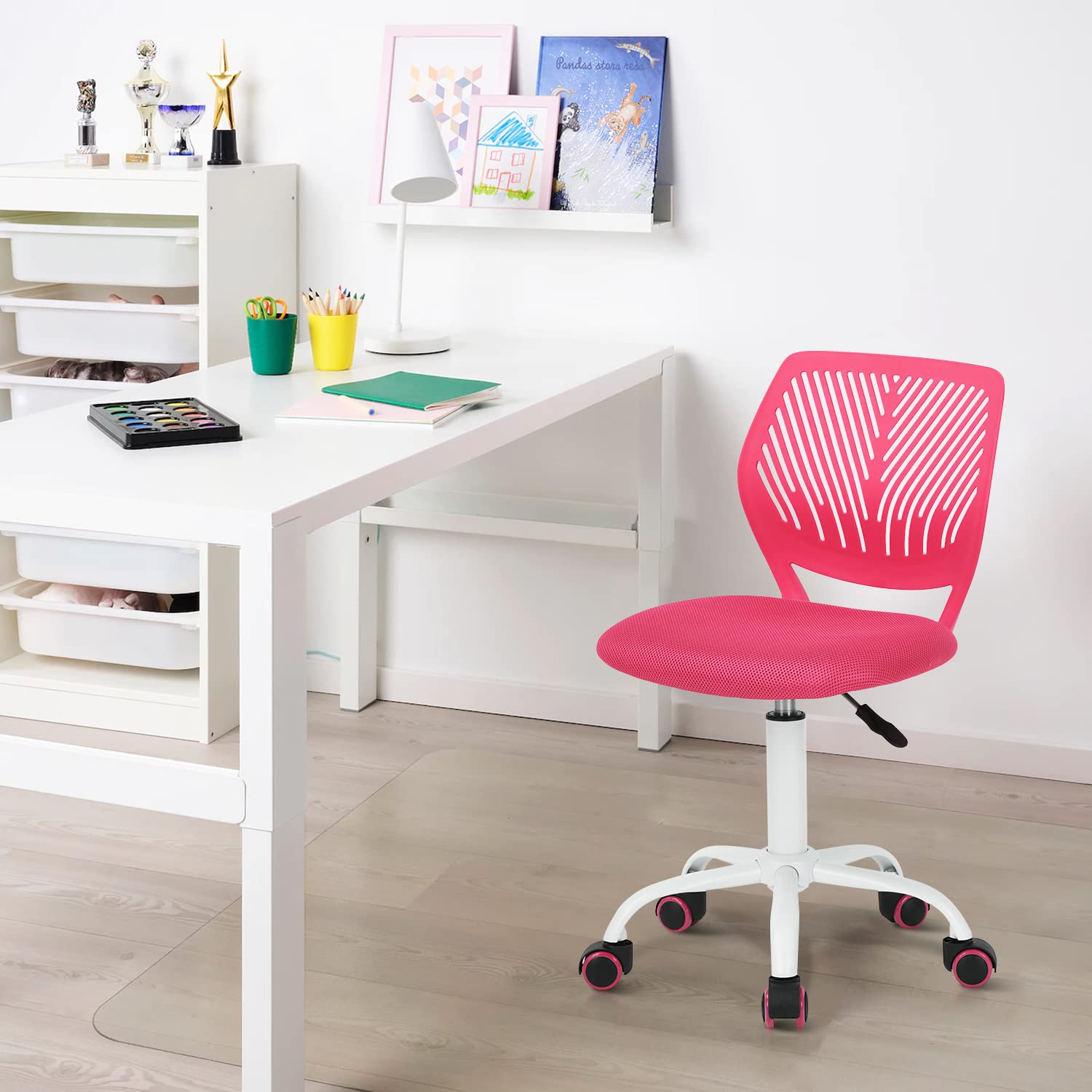Foto 3 pulgar | Silla De Oficina Furniturer Carnation Rosa 40 X 50.5 X 75-87 Cm