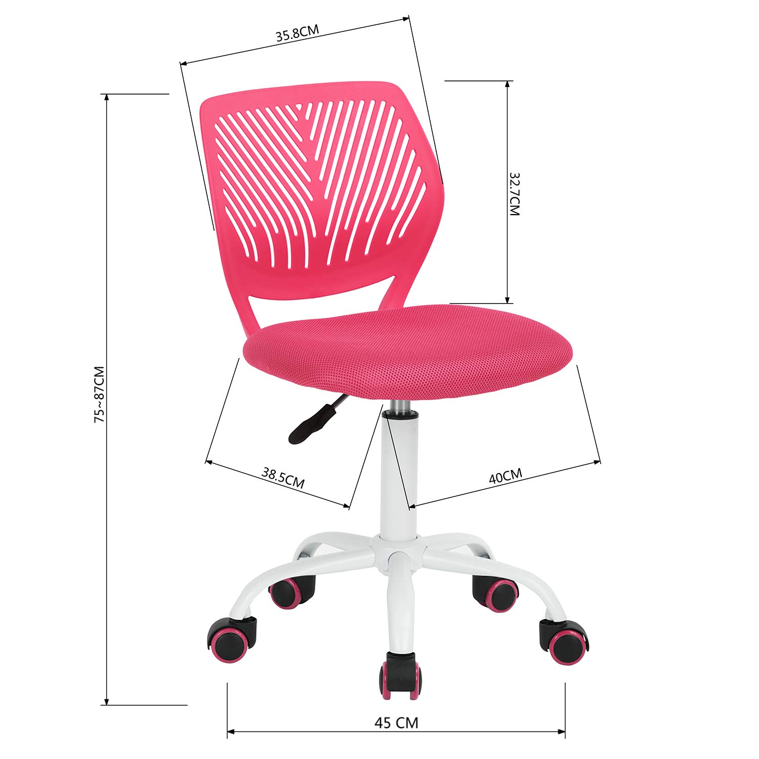 Foto 4 pulgar | Silla De Oficina Furniturer Carnation Rosa 40 X 50.5 X 75-87 Cm