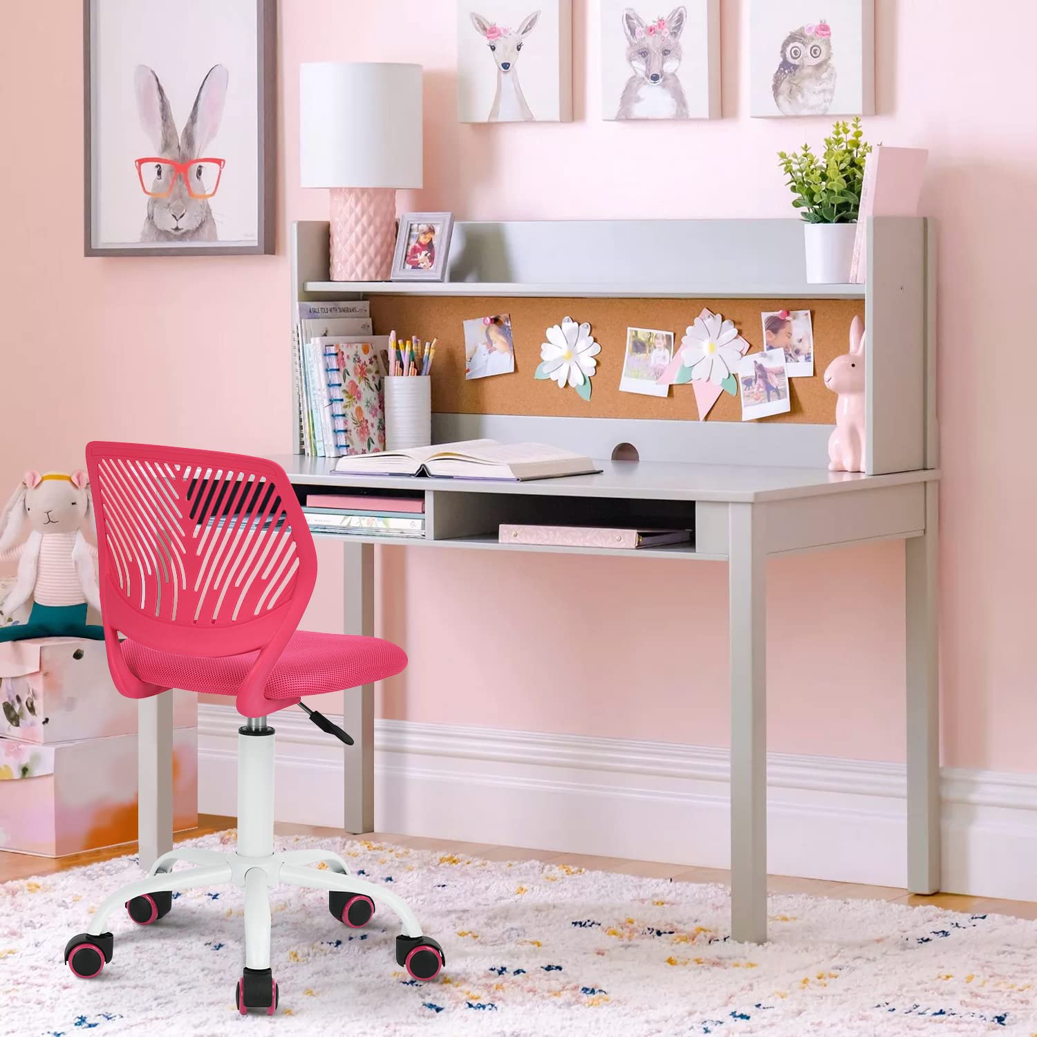 Foto 5 pulgar | Silla De Oficina Furniturer Carnation Rosa 40 X 50.5 X 75-87 Cm