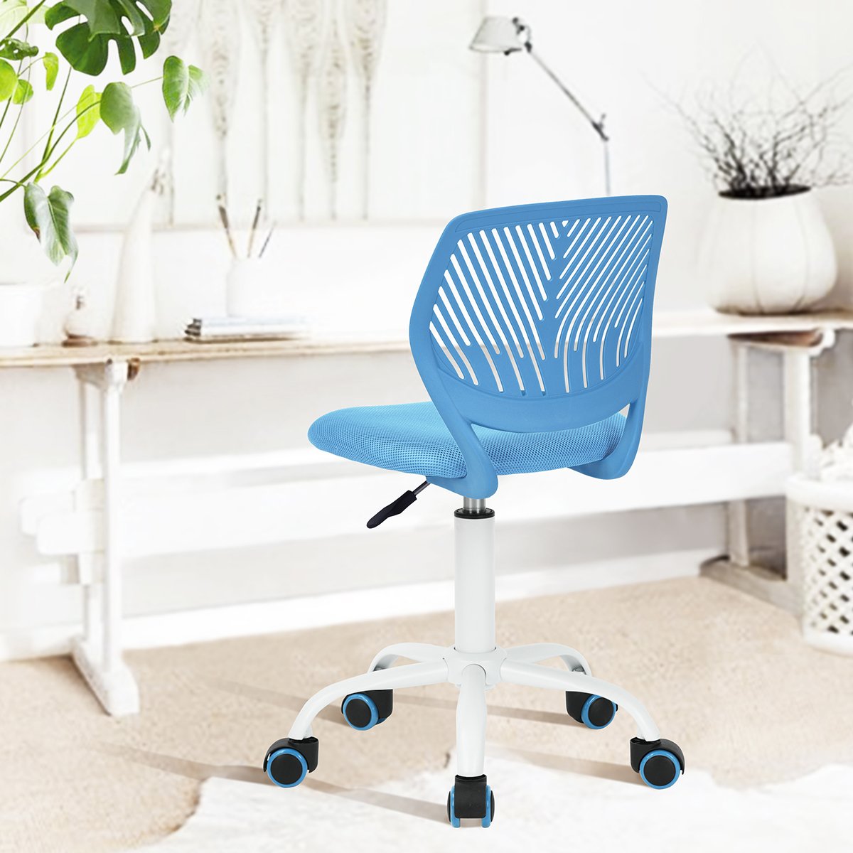 Foto 3 pulgar | Silla De Oficina Furniturer Carnation Azul 40 X 50.5 X 75-87 Cm
