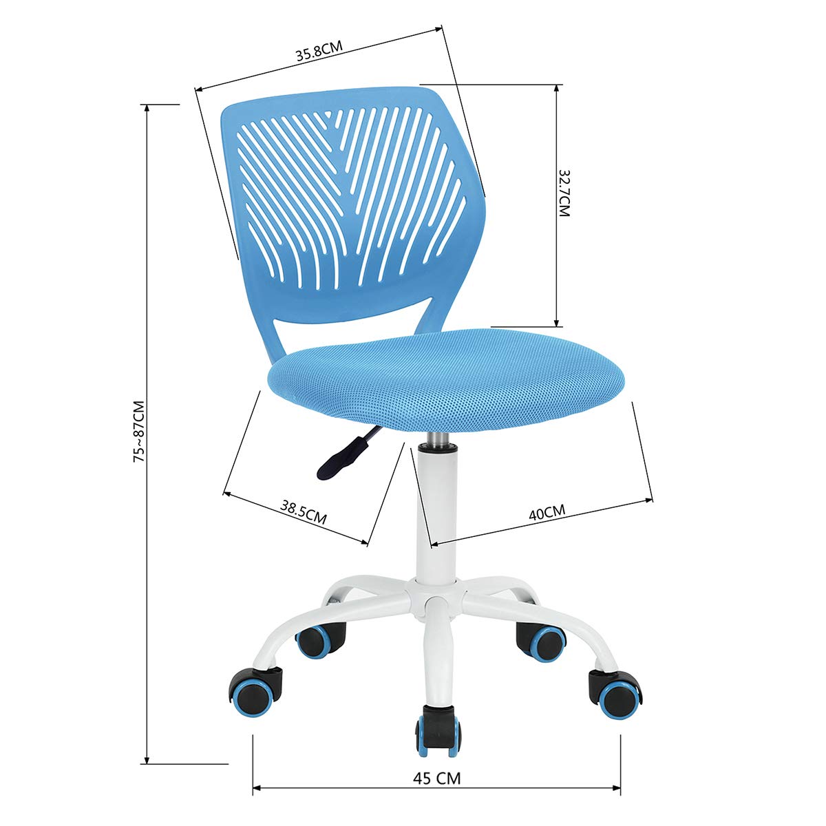 Foto 4 pulgar | Silla De Oficina Furniturer Carnation Azul 40 X 50.5 X 75-87 Cm