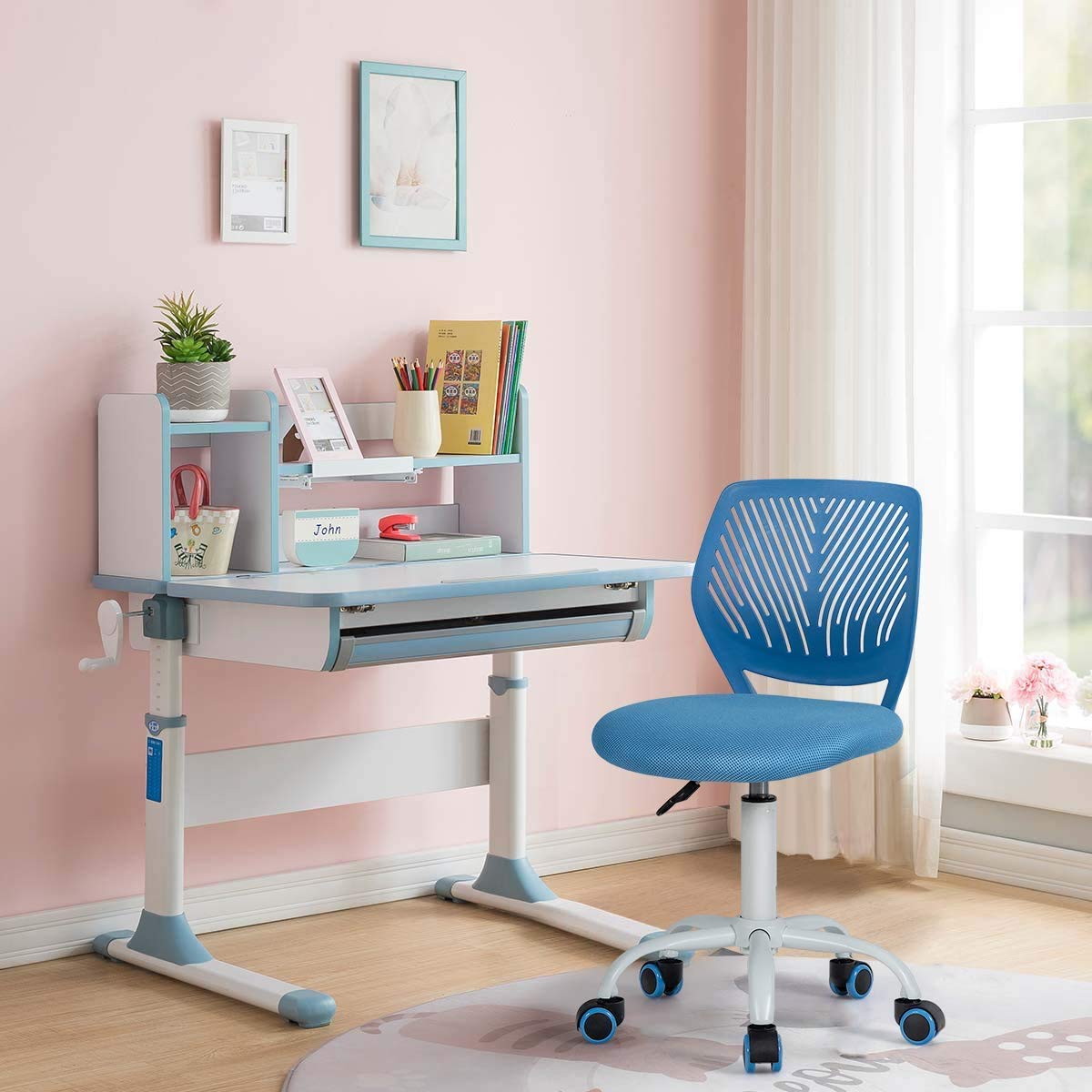 Foto 9 pulgar | Silla De Oficina Furniturer Carnation Azul 40 X 50.5 X 75-87 Cm