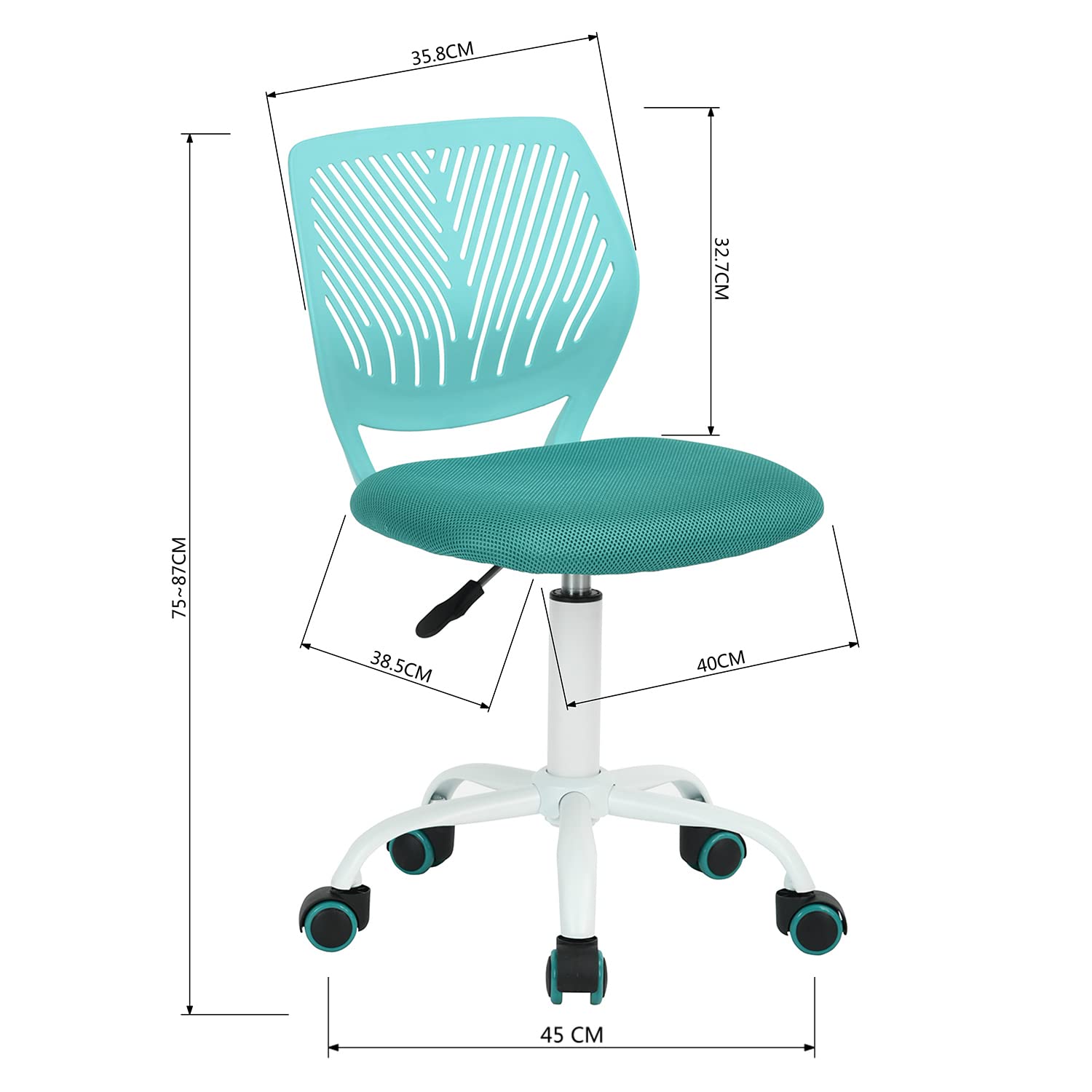 Foto 4 pulgar | Silla De Oficina Furniturer Carnation Verde 40 X 50.5 X 75-87 Cm