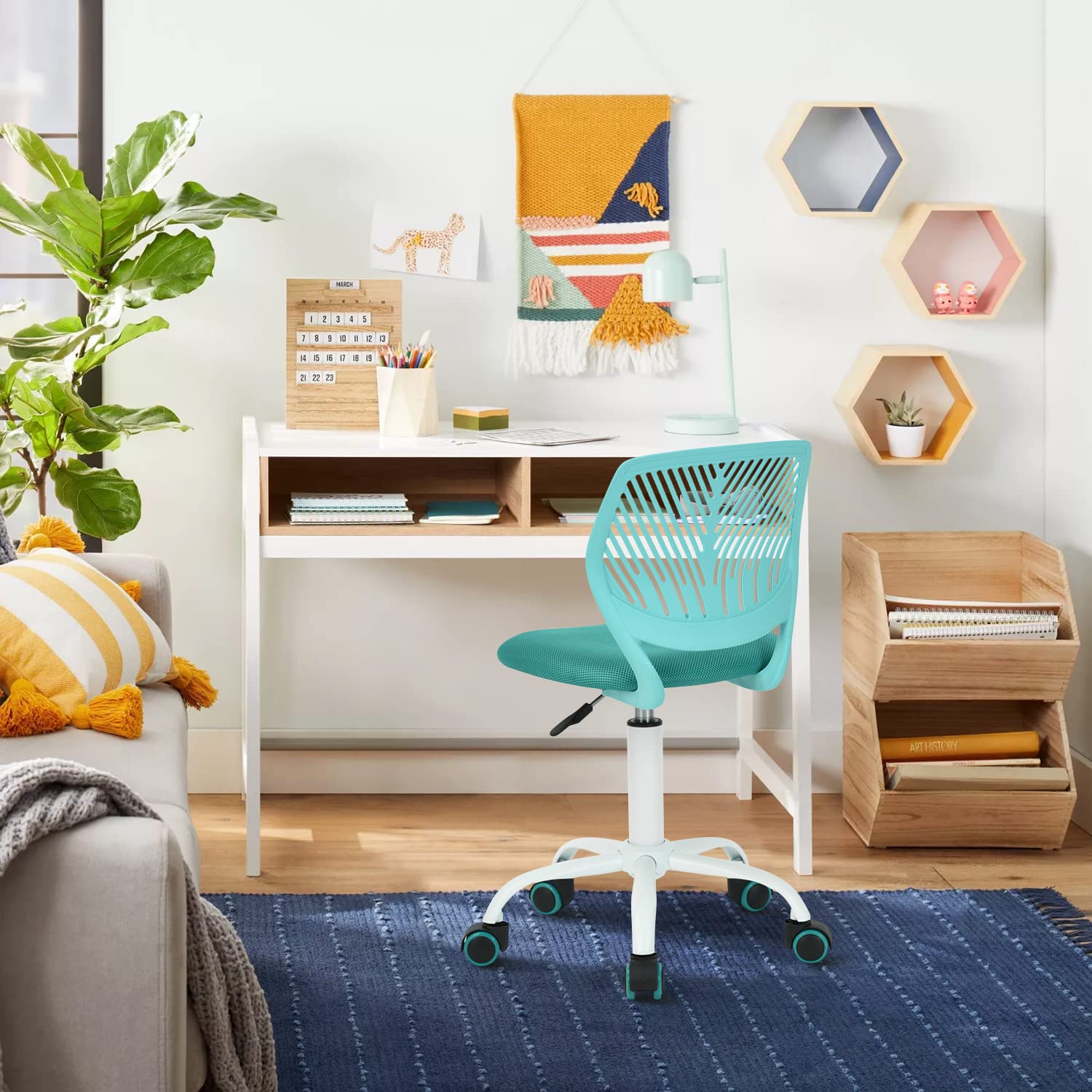 Foto 5 pulgar | Silla De Oficina Furniturer Carnation Verde 40 X 50.5 X 75-87 Cm