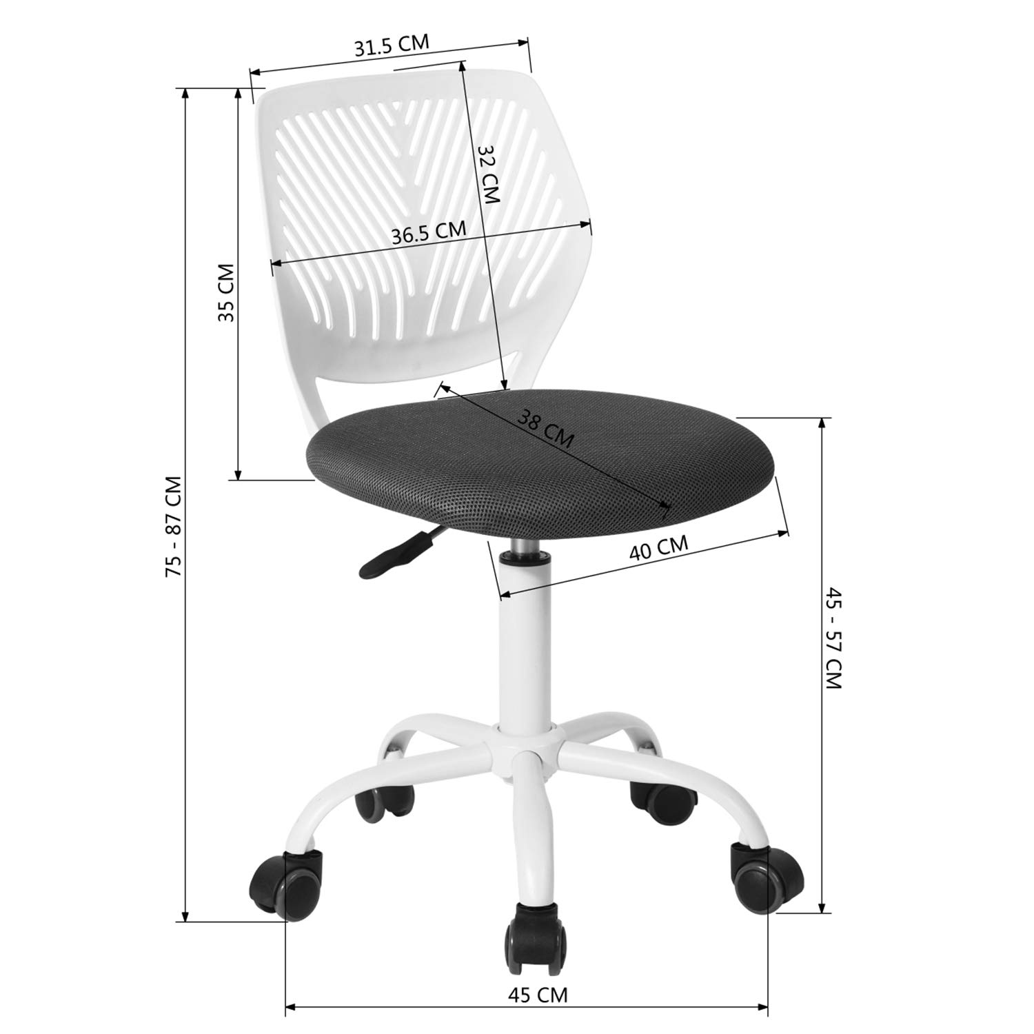 Foto 3 | Silla De Oficina Furniturer Carnation Gris 40 X 50.5 X 75-87 Cm