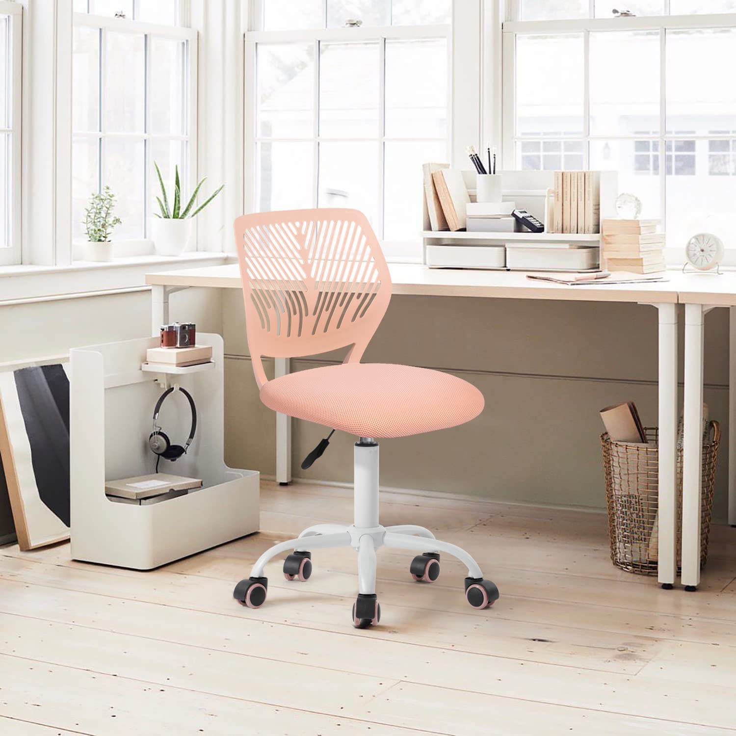 Foto 5 pulgar | Silla De Oficina Furniturer Carnation Rosa 40 X 45.5 X 75-87 Cm