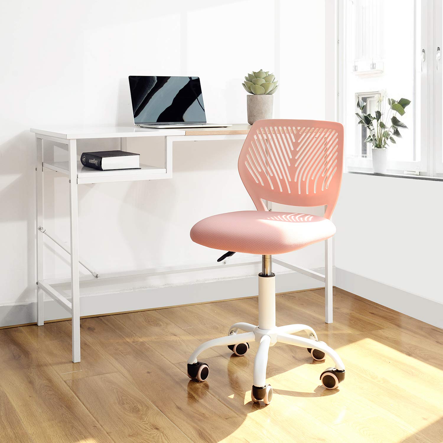 Foto 8 pulgar | Silla De Oficina Furniturer Carnation Rosa 40 X 45.5 X 75-87 Cm