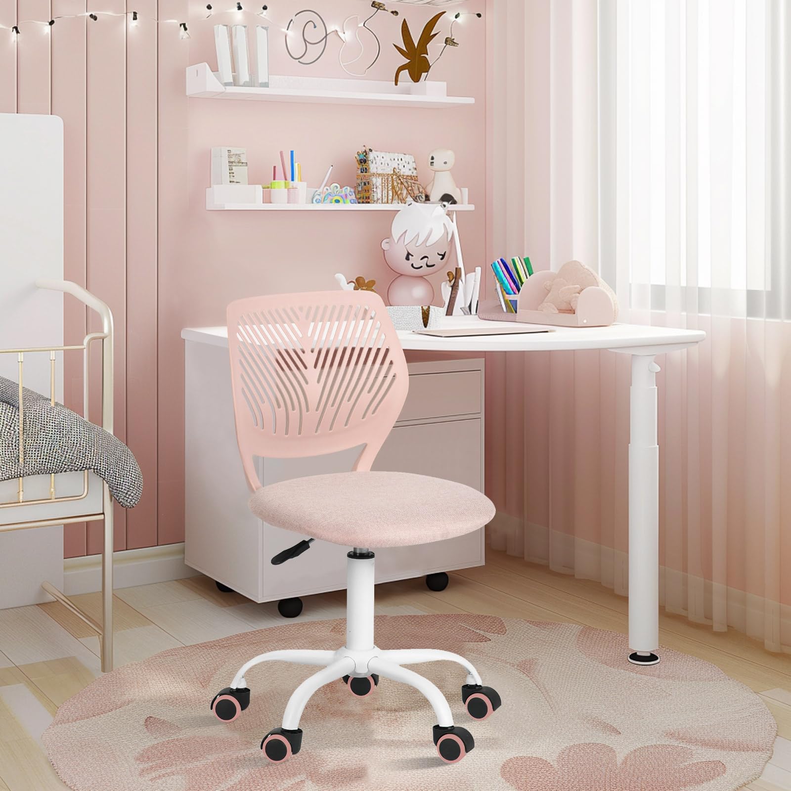 Foto 9 pulgar | Silla de Oficina Furniturer Carnation Rosa