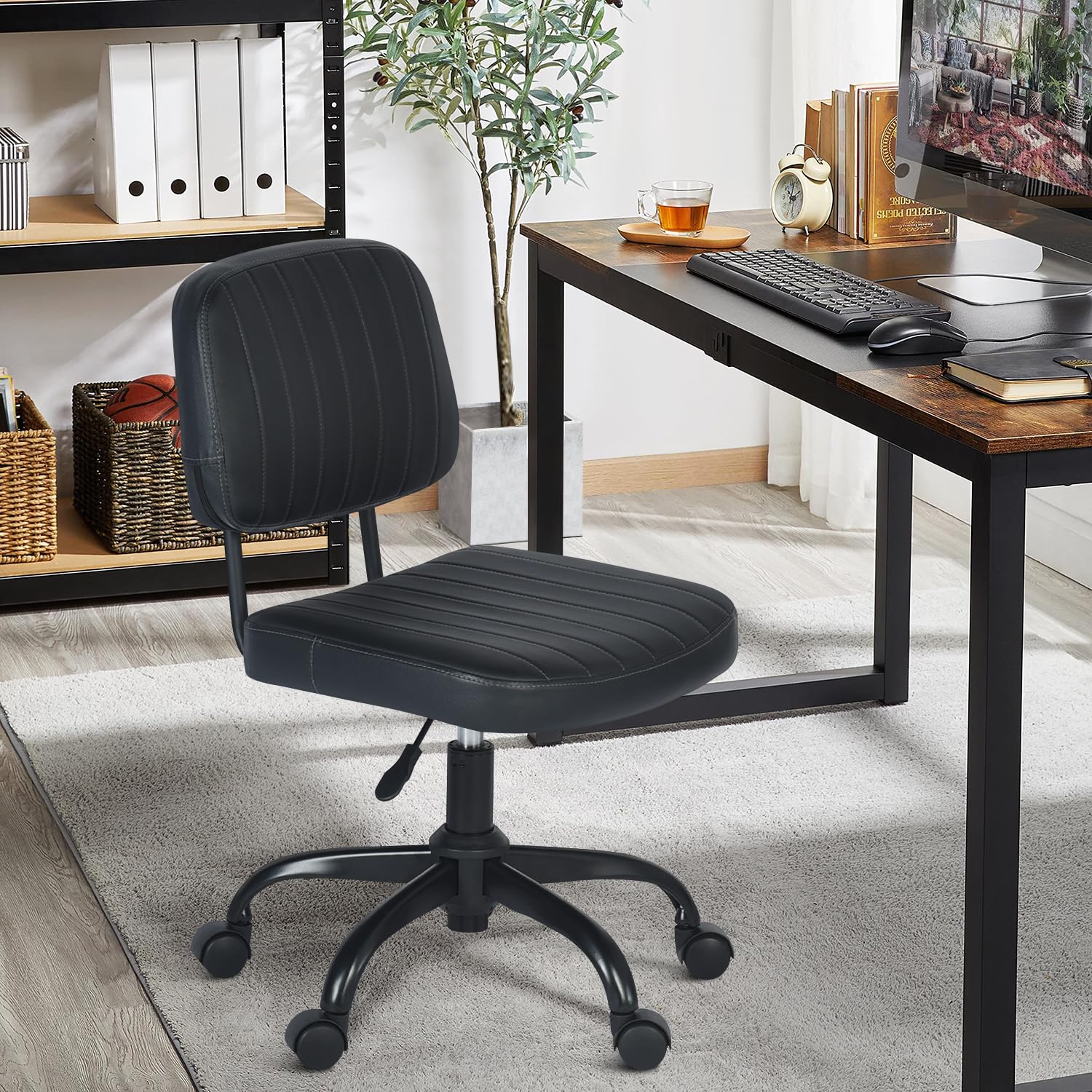 Foto 3 pulgar | Silla De Oficina Furniturer Drave Negro 44 X 52 X 75.5-82.5 Cm