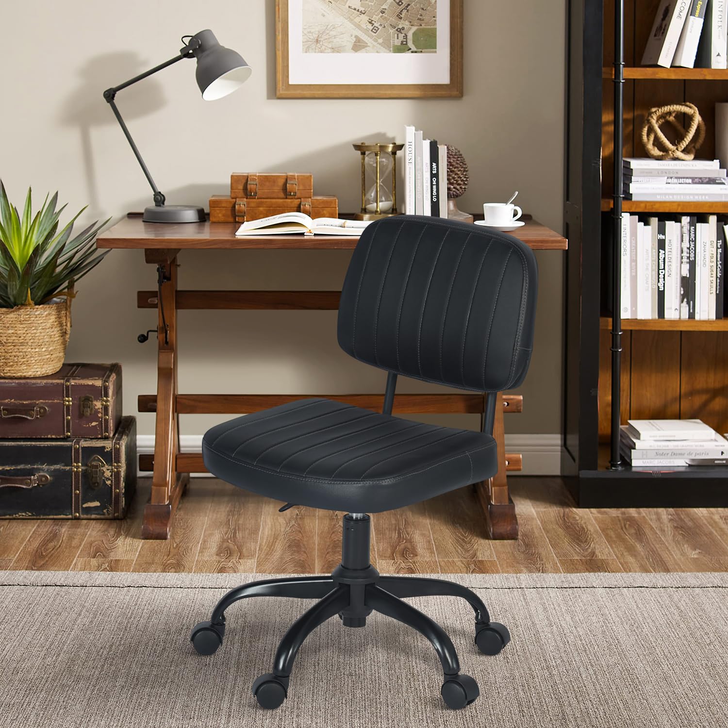 Foto 5 pulgar | Silla De Oficina Furniturer Drave Negro 44 X 52 X 75.5-82.5 Cm