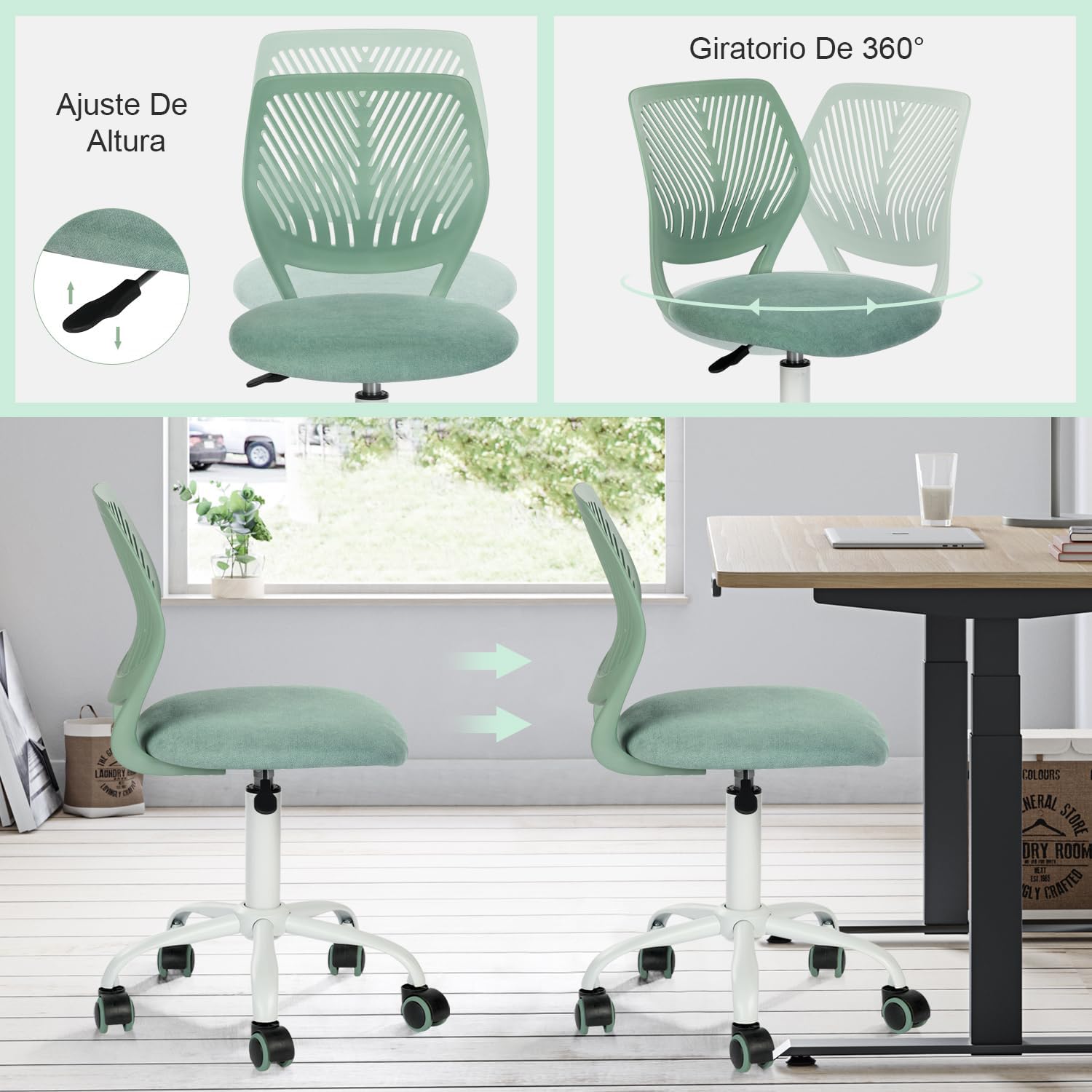 Foto 5 | Silla de Oficina Furniturer Carnation Multicolor