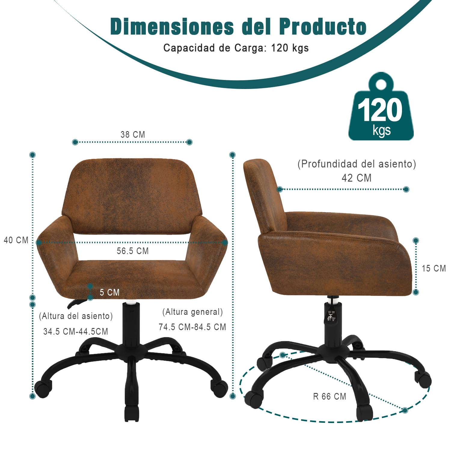 Foto 3 pulgar | Silla de Oficina Furniturer Ross Café