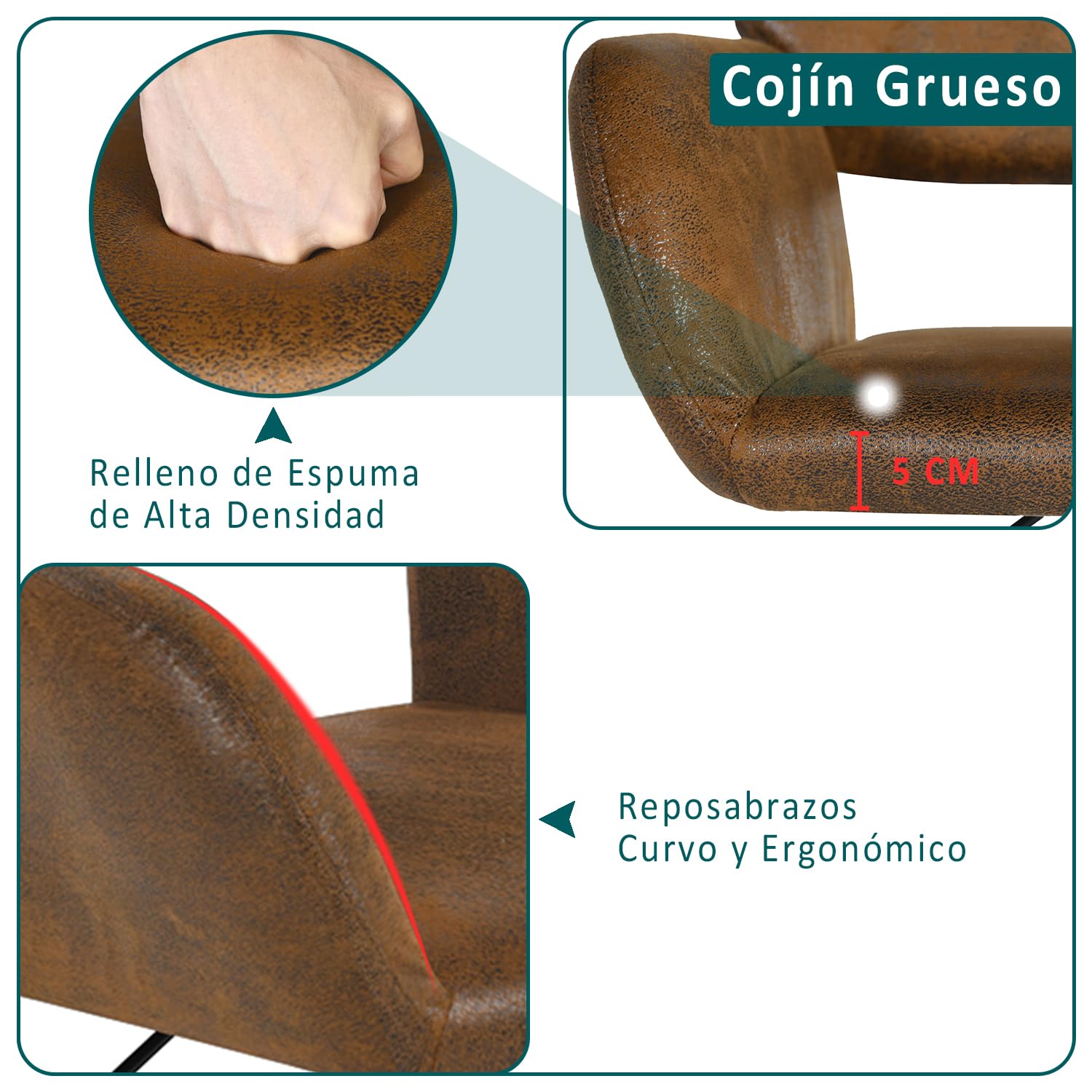 Foto 5 pulgar | Silla de Oficina Furniturer Ross Café