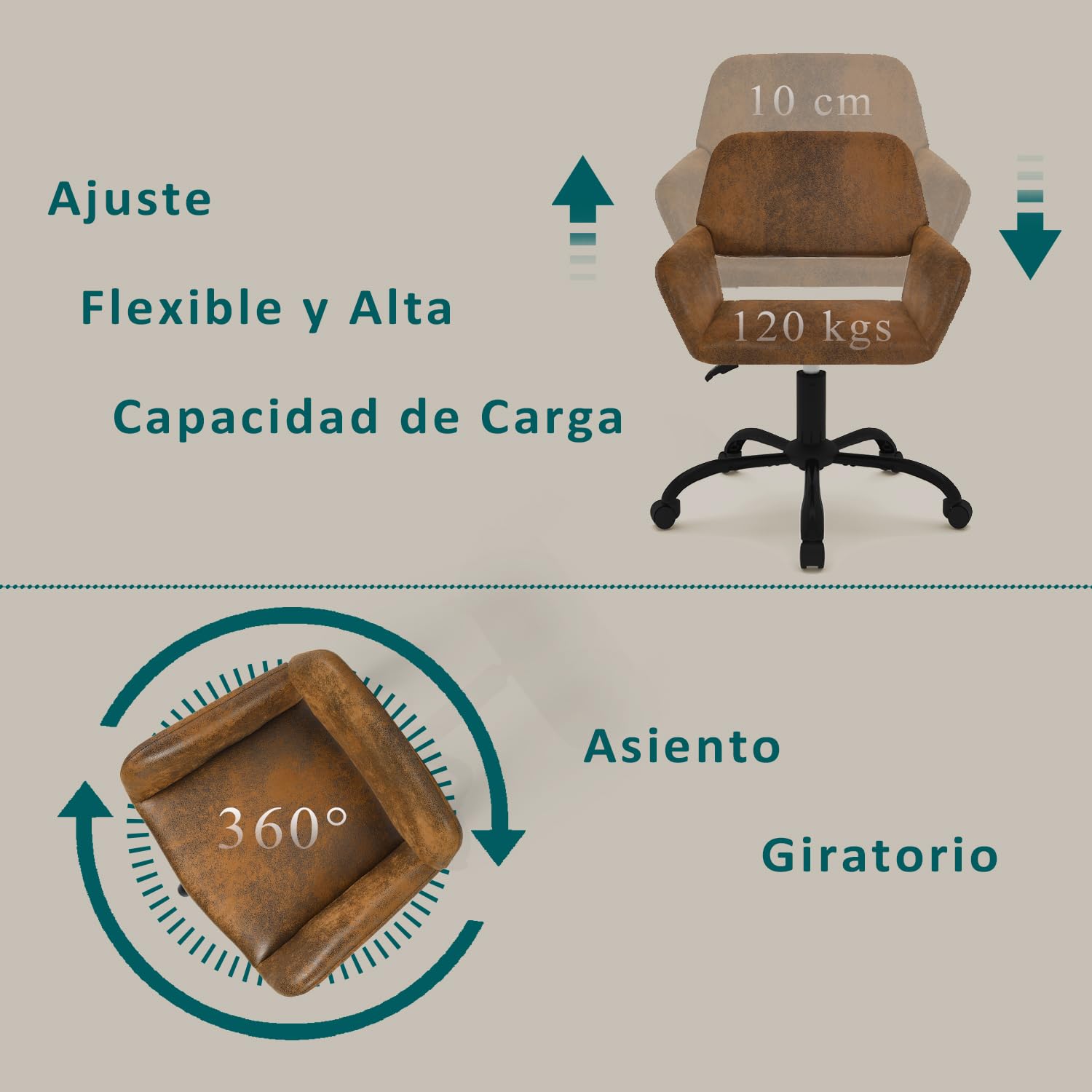 Foto 6 pulgar | Silla de Oficina Furniturer Ross Café