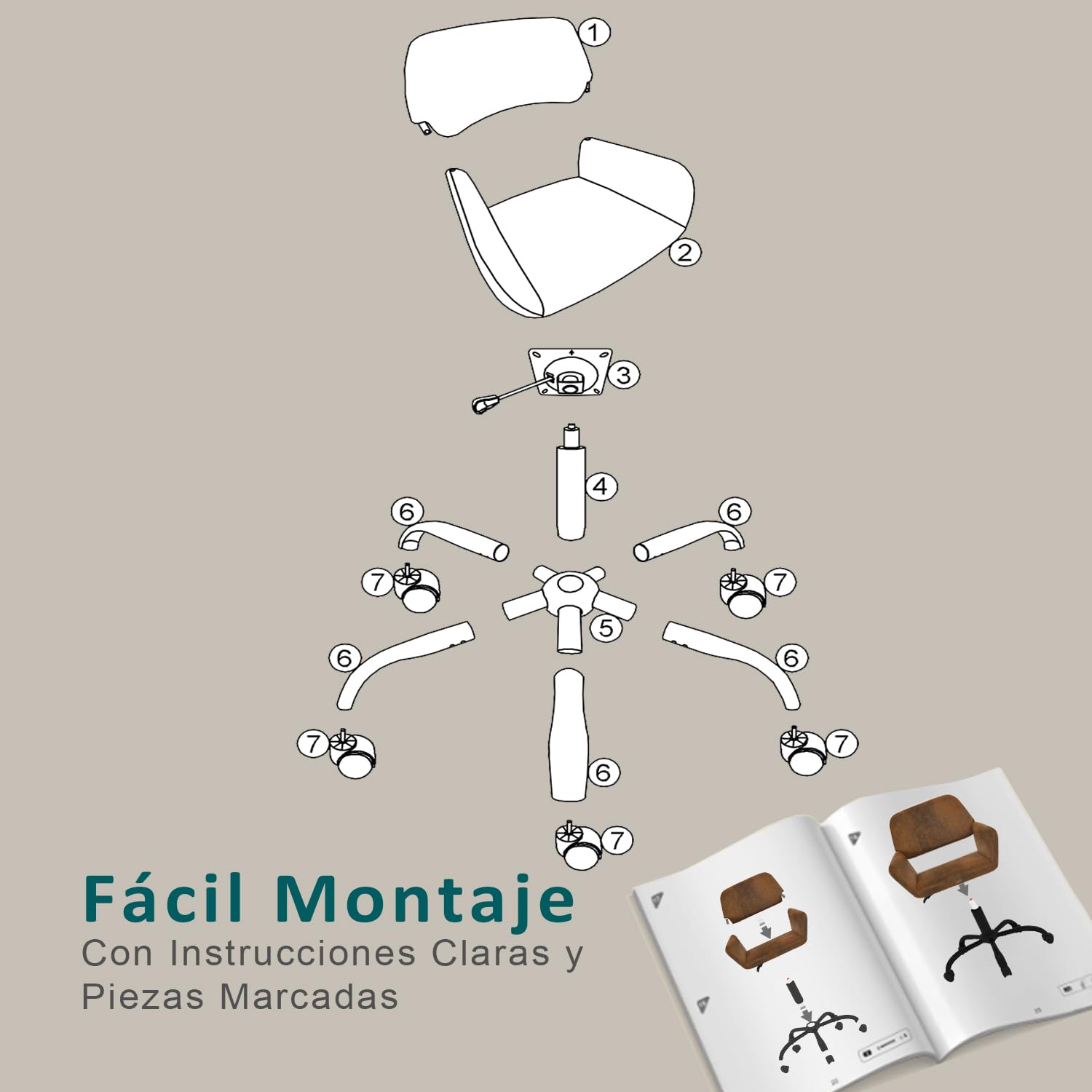 Foto 7 | Silla de Oficina Furniturer Ross Café