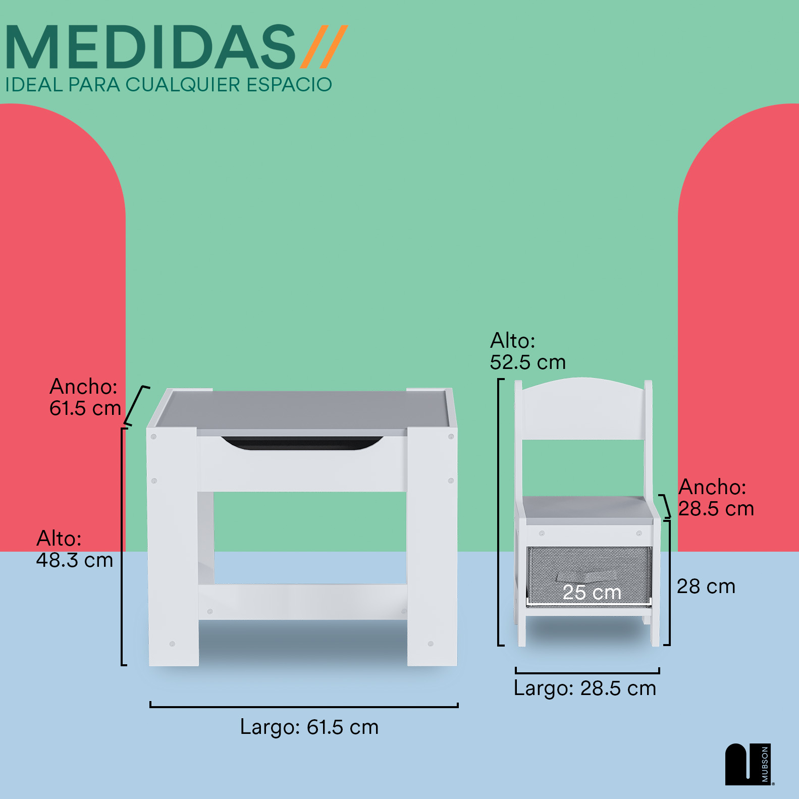 Foto 5 | Set De Mesa Y Sillas Mubson. Mesa Infantil Lommy