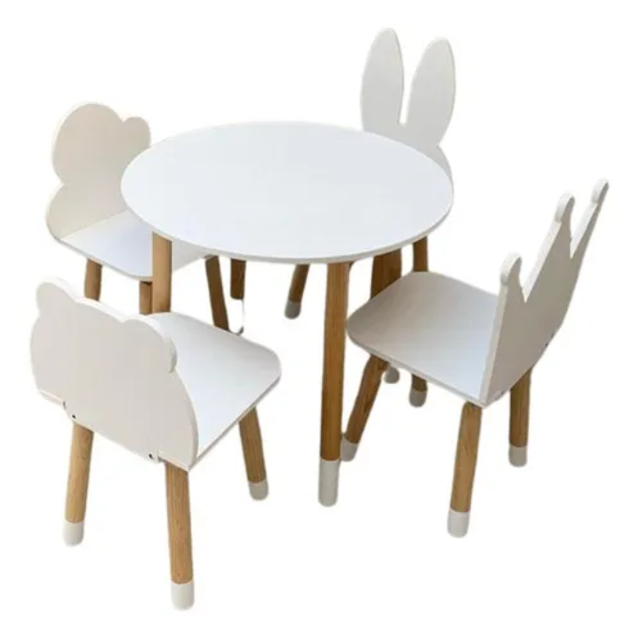 Mesita Infantil PKES Muebles con 4 Sillitas Diferentes Formas