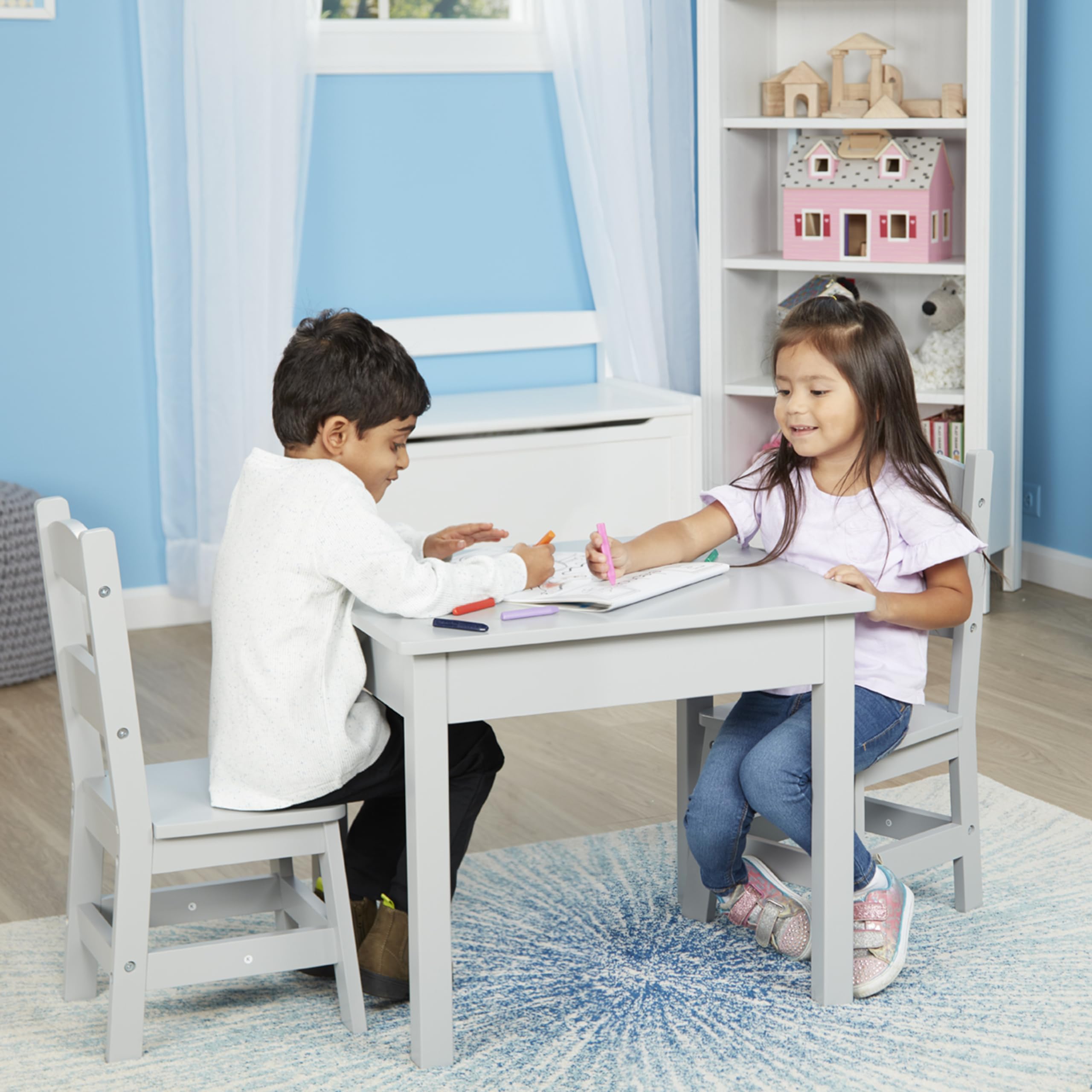 Foto 2 | Mesa Y Sillas Melissa & Doug De Madera Gris Para Niños De 3 A 8 Años - Venta Internacional.