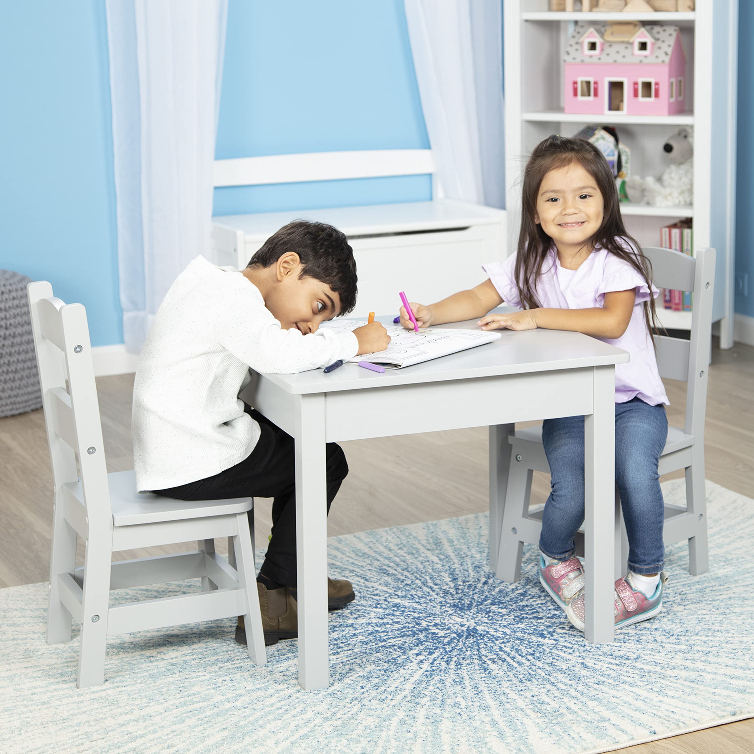 Foto 8 pulgar | Mesa Y Sillas Melissa & Doug De Madera Gris Para Niños De 3 A 8 Años - Venta Internacional.