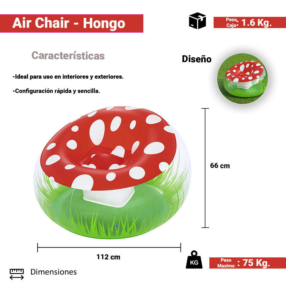 Foto 2 | Sillón Puff Inflable Infantil Bestway Diseño Hongo