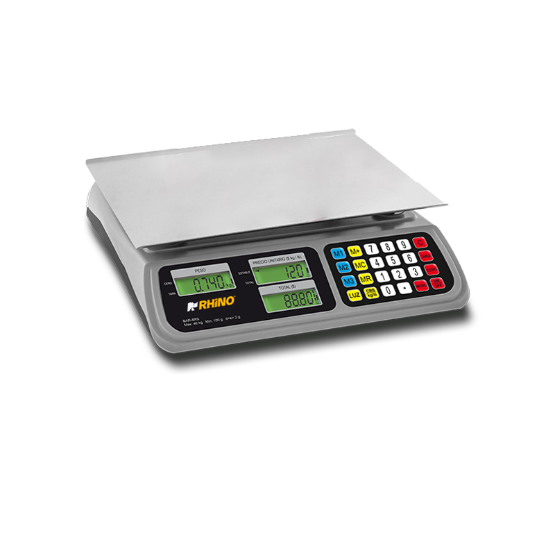 Foto 2 | Básculas Peso-precio Rhino Bar-8rs Gris Báscula 40 Kg, Usb Para Pos, Batería 300 Horas, Plato Inoxidable 33x25 Cm.
