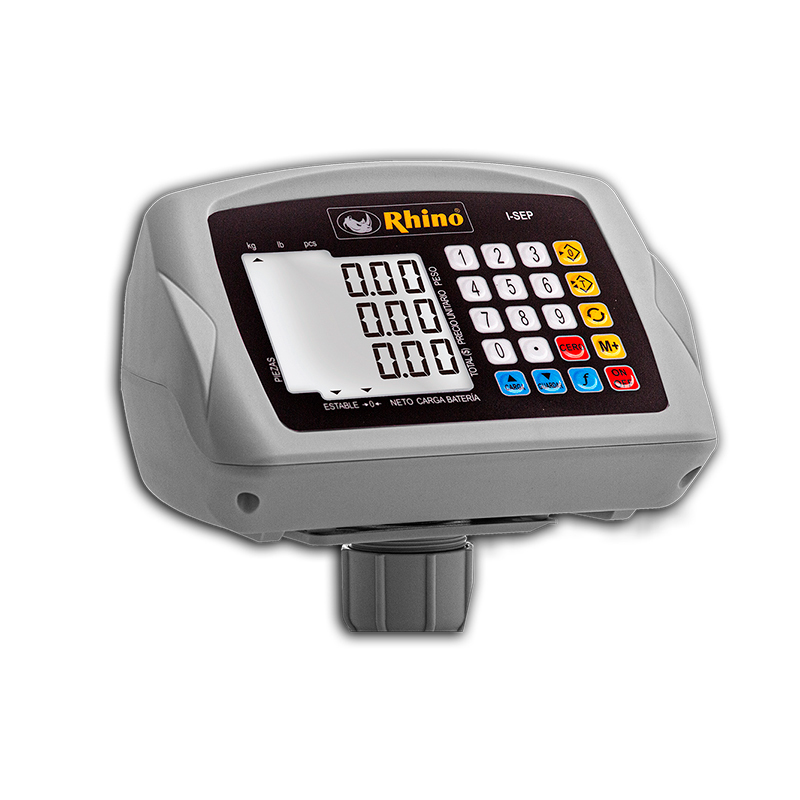 Indicador Para Báscula Rhino I-sep 6 Pantallas Lcd, 15,000 Divisiones, Tara Por Teclado, Usb, Batería 4 V 0.5 Ah.