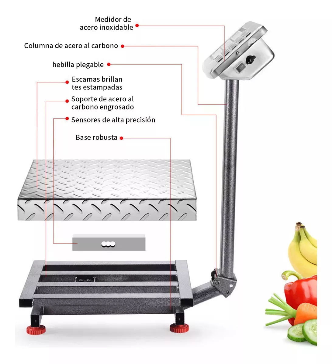 Foto 4 | Bascula Belug 150 Kg 110v Uso Rudo Acero Industriales Digitales Recargable Gris