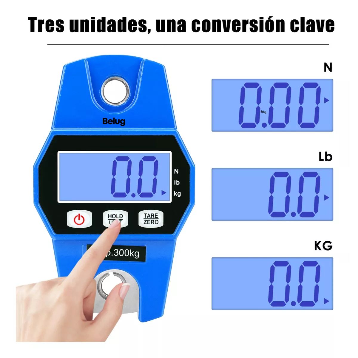 Foto 4 | Báscula Industrial Digital Belug Colgante Portátil Con Colgar 300 Kg