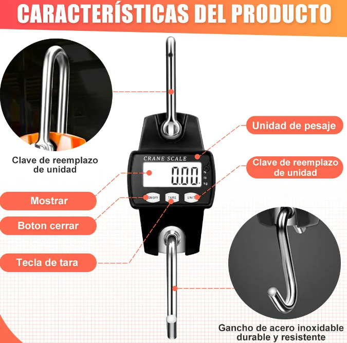 Foto 2 | Báscula Digital Industrial Xtellar De Alta Precisión Y Resistencia  Portátil Y Colgante  Capacidad Hasta 300 Kg