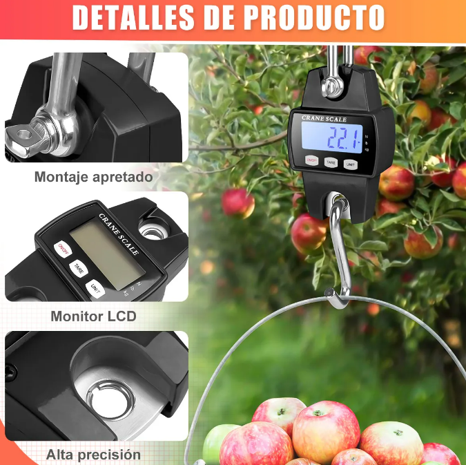 Foto 3 | Báscula Digital Industrial Xtellar De Alta Precisión Y Resistencia  Portátil Y Colgante  Capacidad Hasta 300 Kg