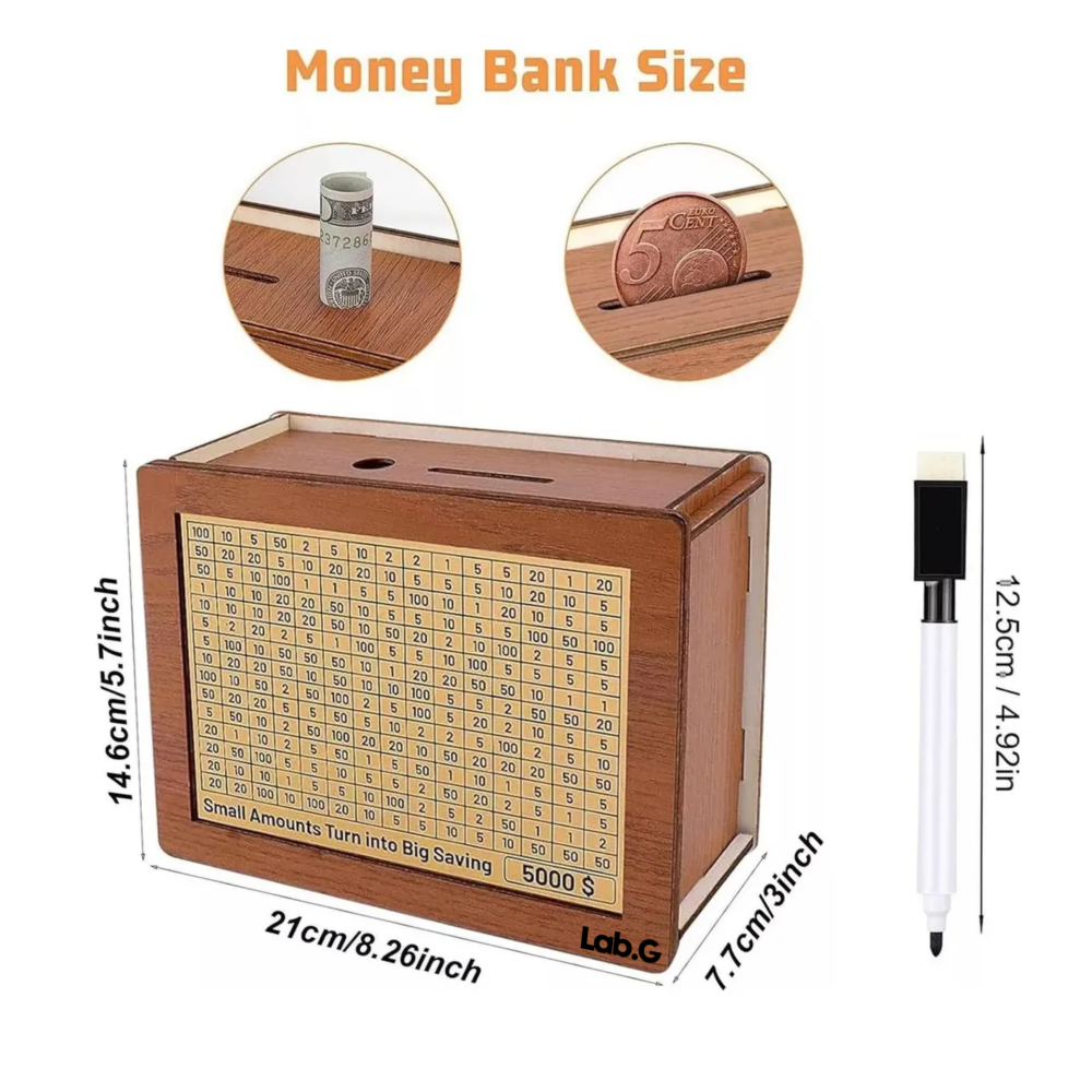 Foto 2 | Caja De Dinero De Madera Con Mostrador Lab.g  Cafe Oscuro