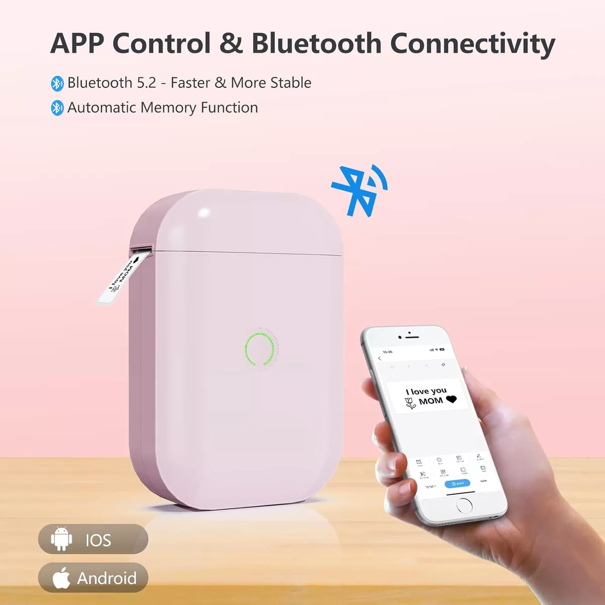 Foto 4 pulgar | Impresora Térmica de Etiquetas Portátil Bluetooth Eo Safe Imports ESI-18156 Rosa